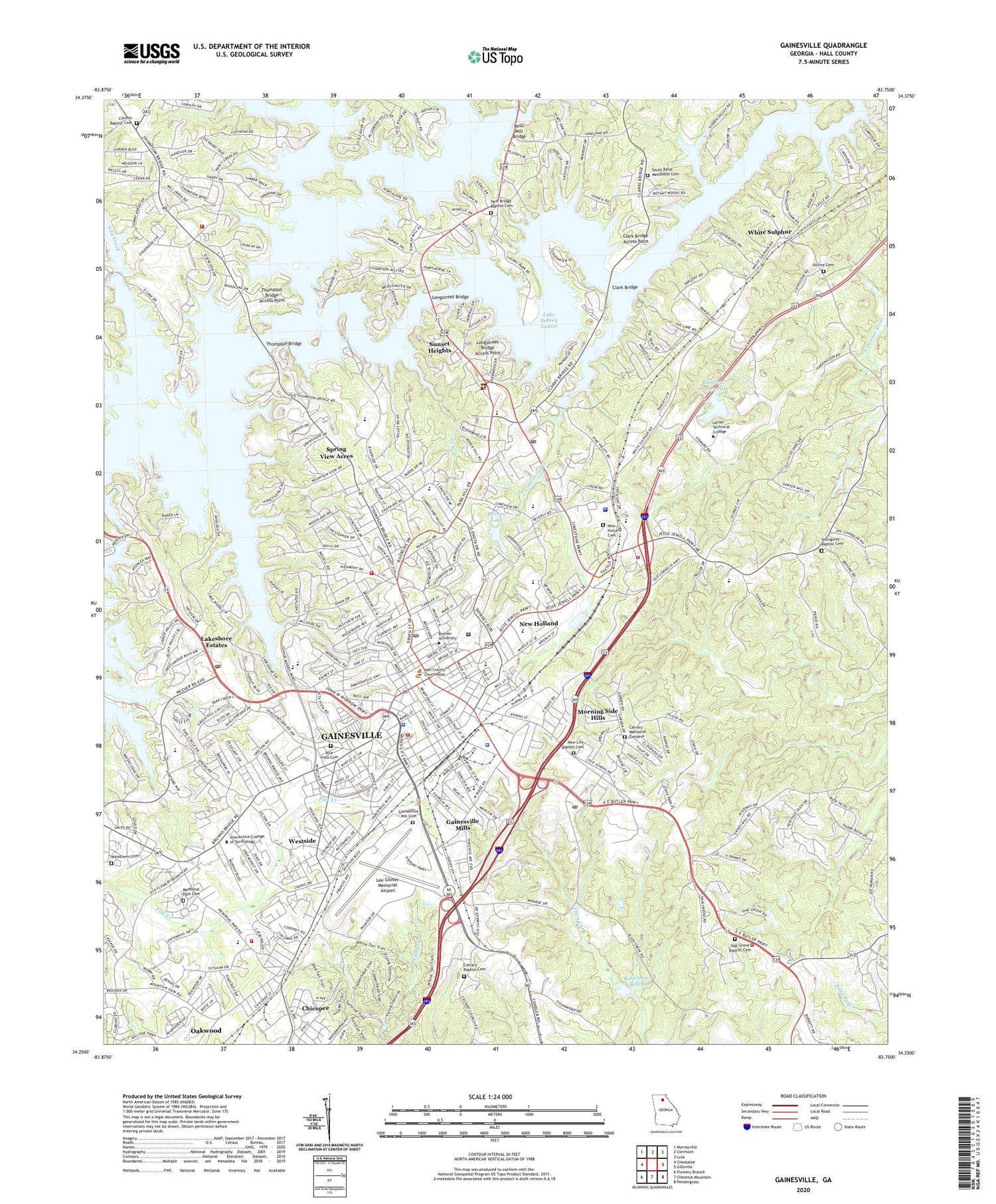 Gainesville Georgia US Topo Map Image