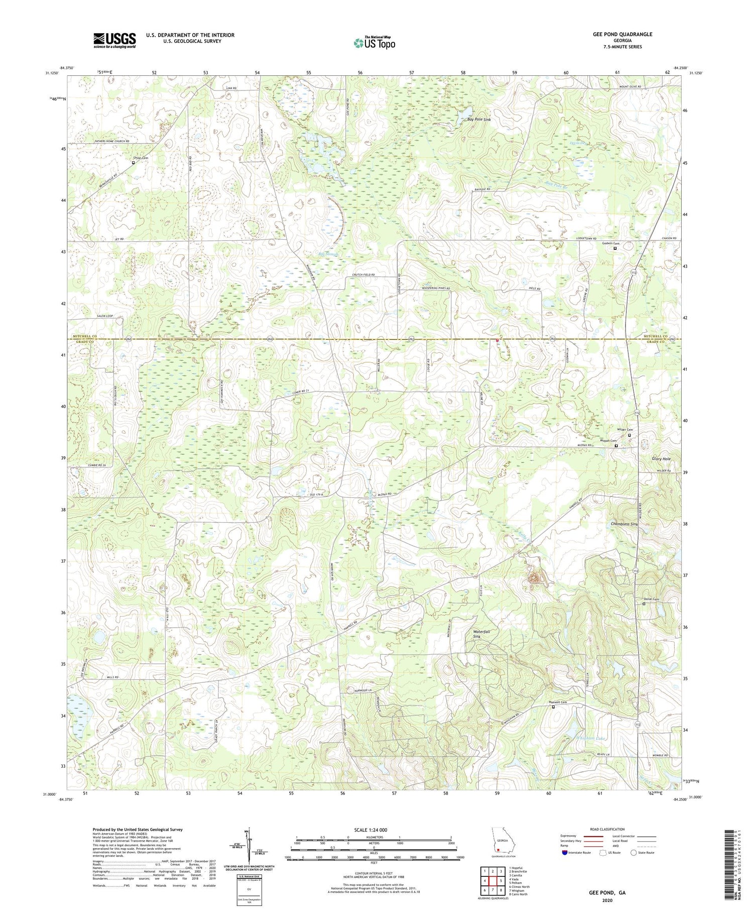 Gee Pond Georgia US Topo Map Image
