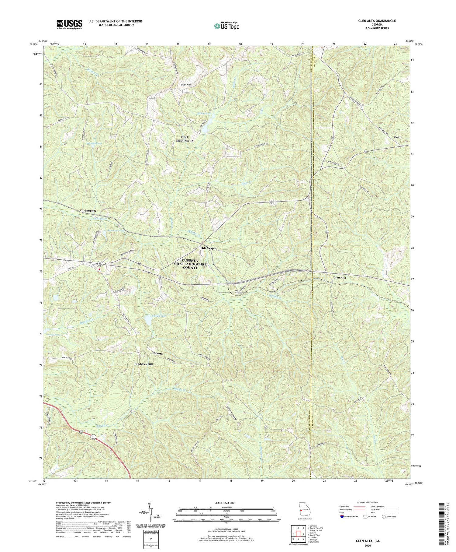 Glen Alta Georgia US Topo Map Image