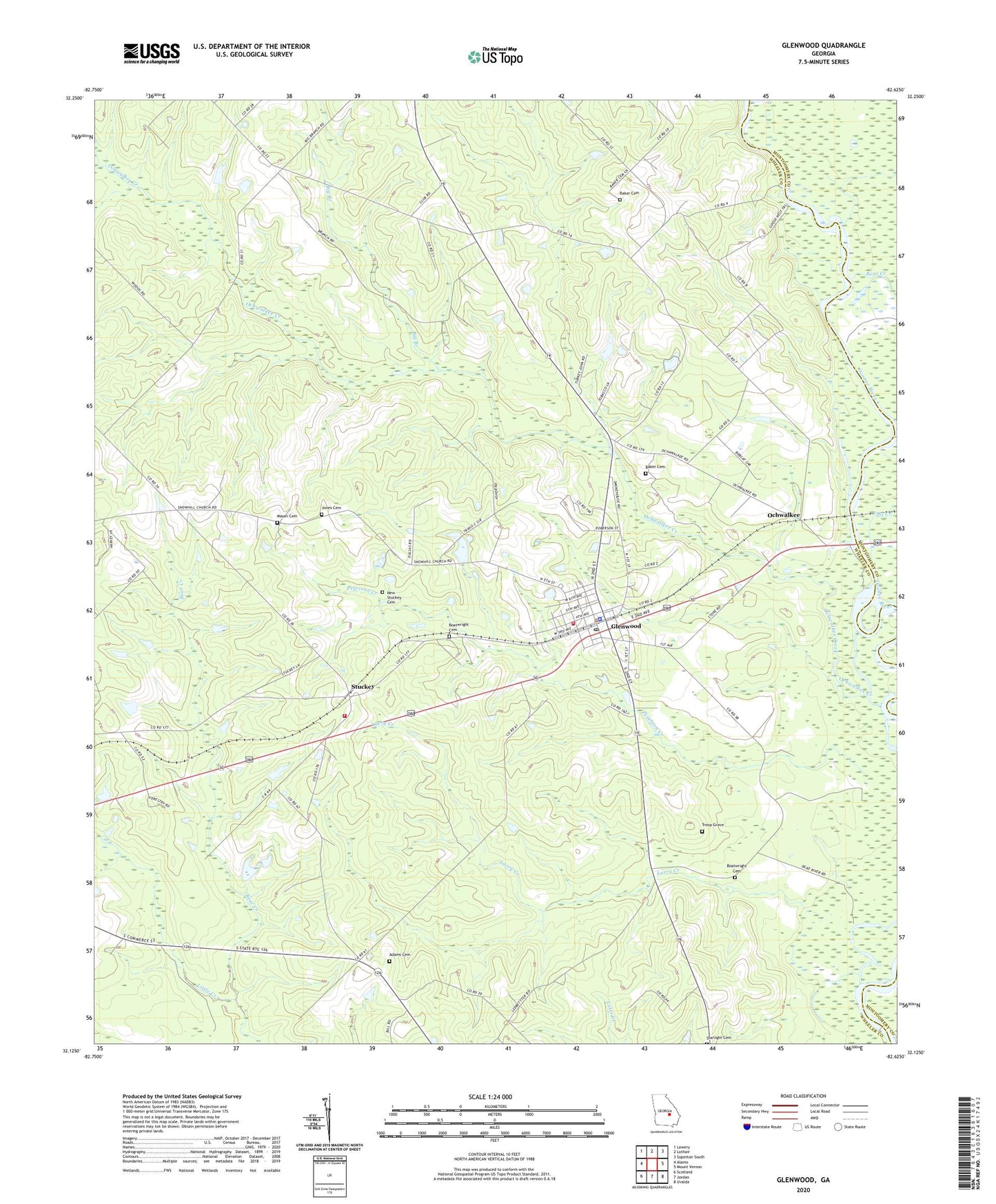 Glenwood Georgia US Topo Map Image