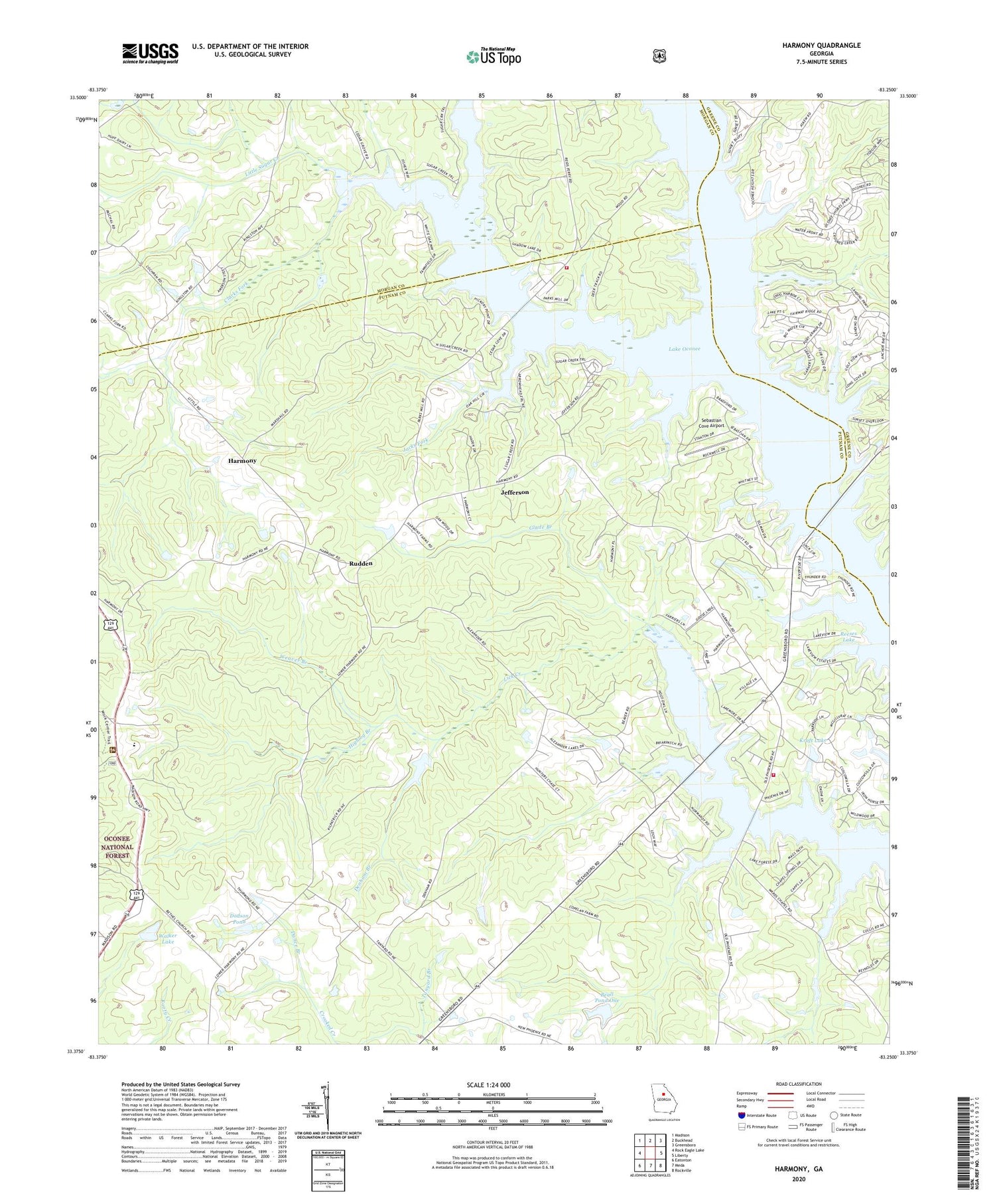 Harmony Georgia US Topo Map Image