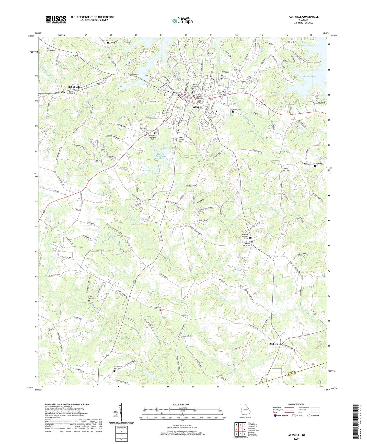Hartwell Georgia US Topo Map Image
