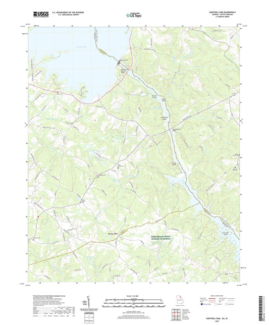 Hartwell Dam Georgia US Topo Map Image