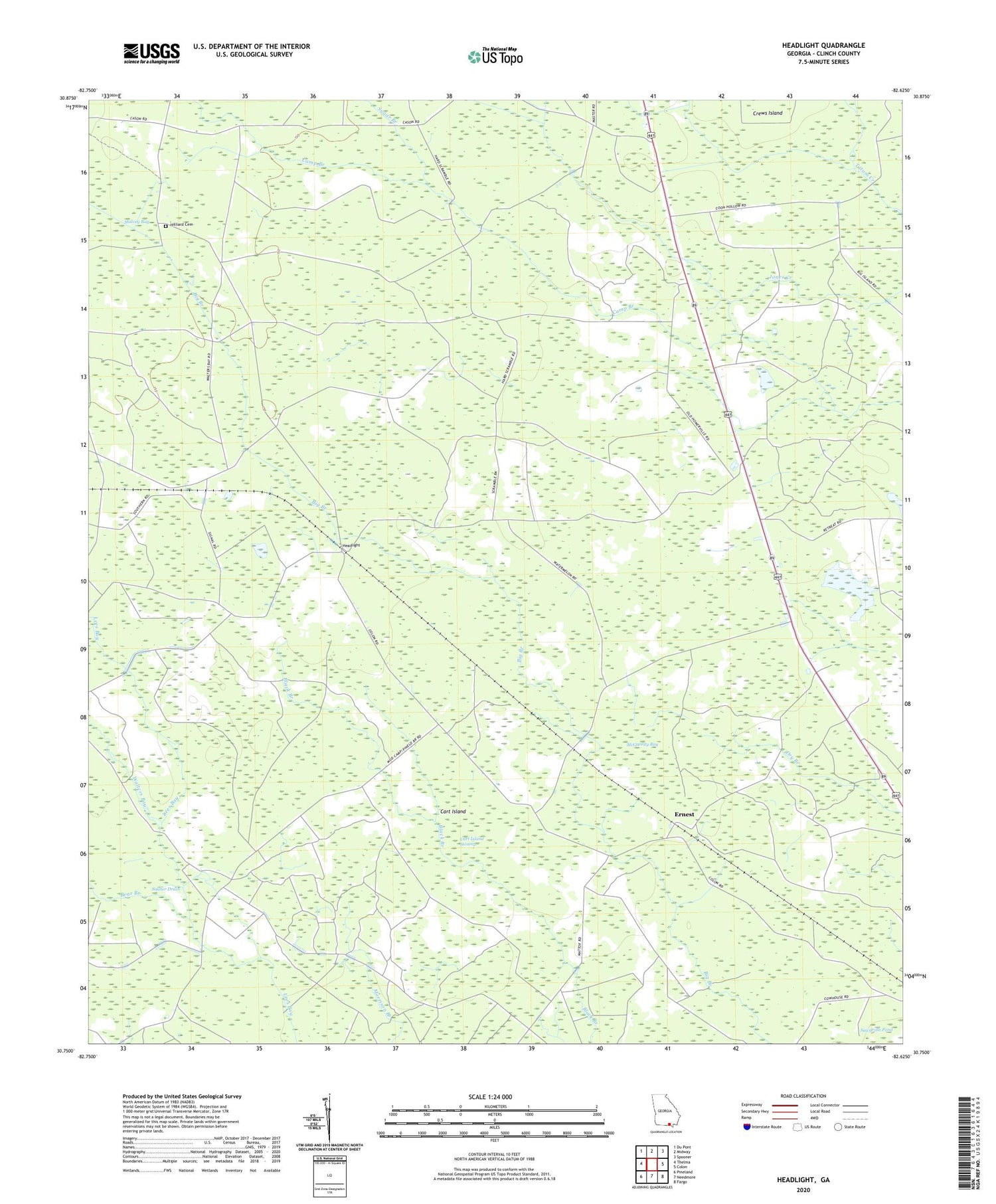 Headlight Georgia US Topo Map Image