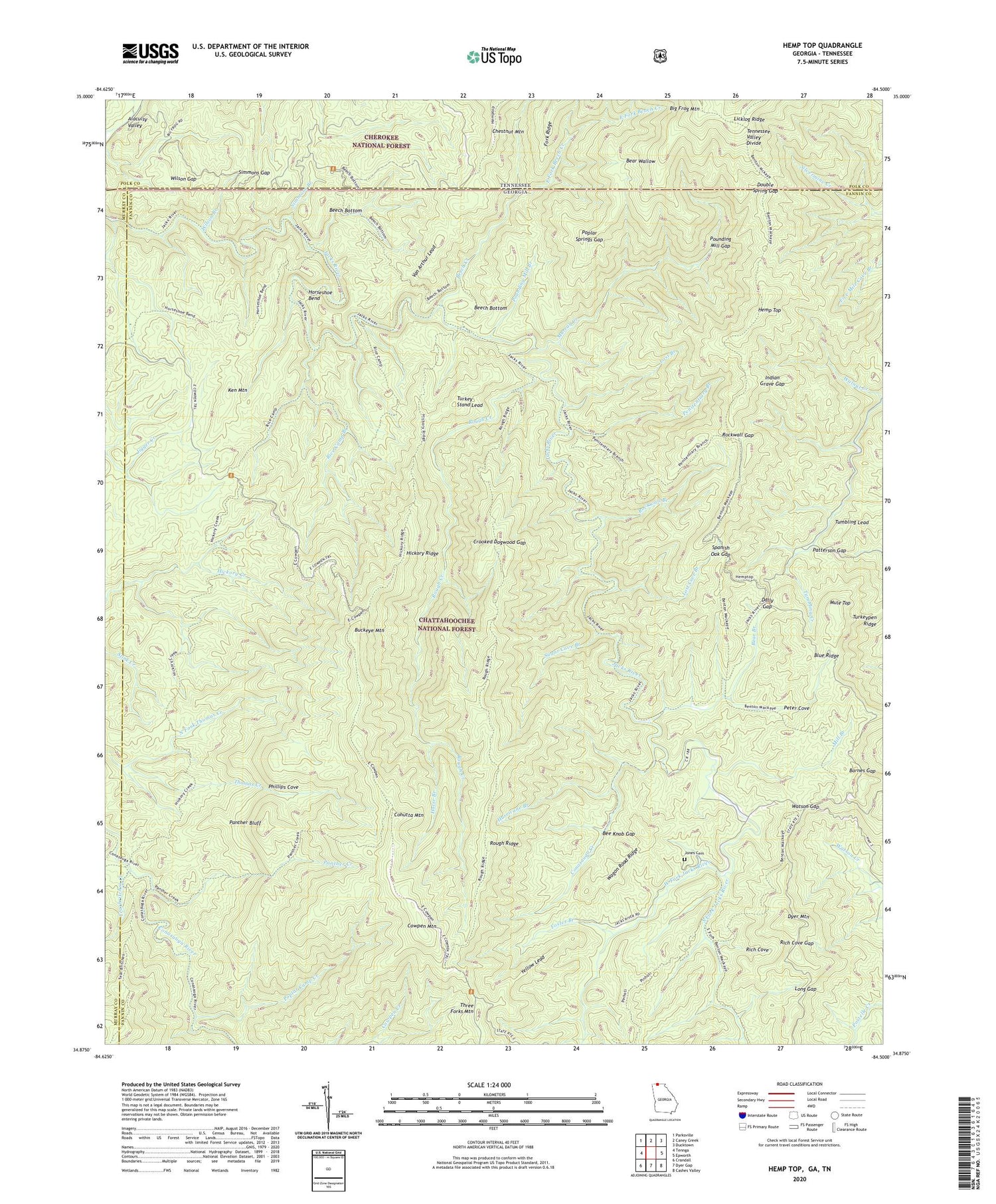 Hemp Top Georgia US Topo Map Image