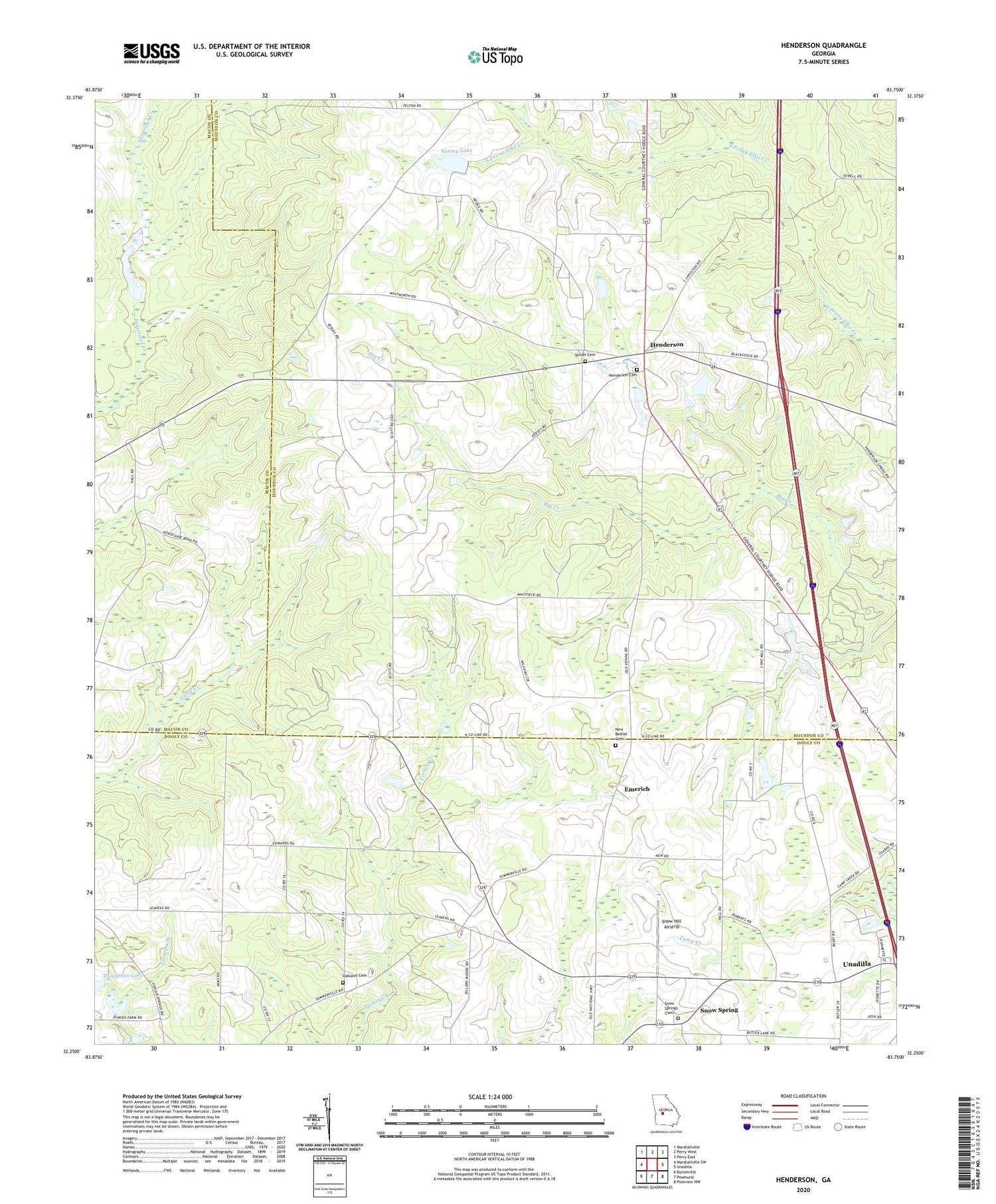 Henderson Georgia US Topo Map Image