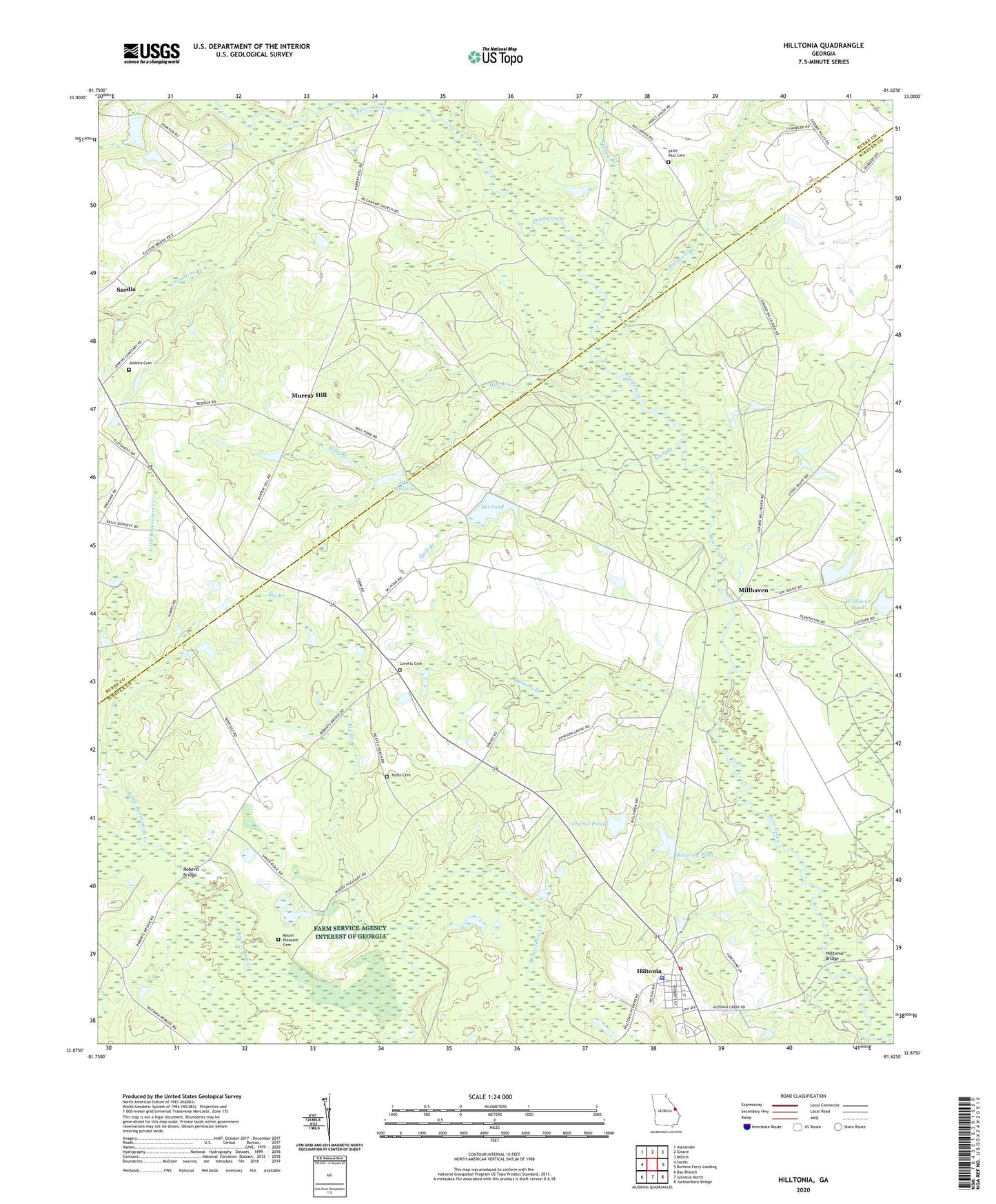 Hilltonia Georgia US Topo Map Image