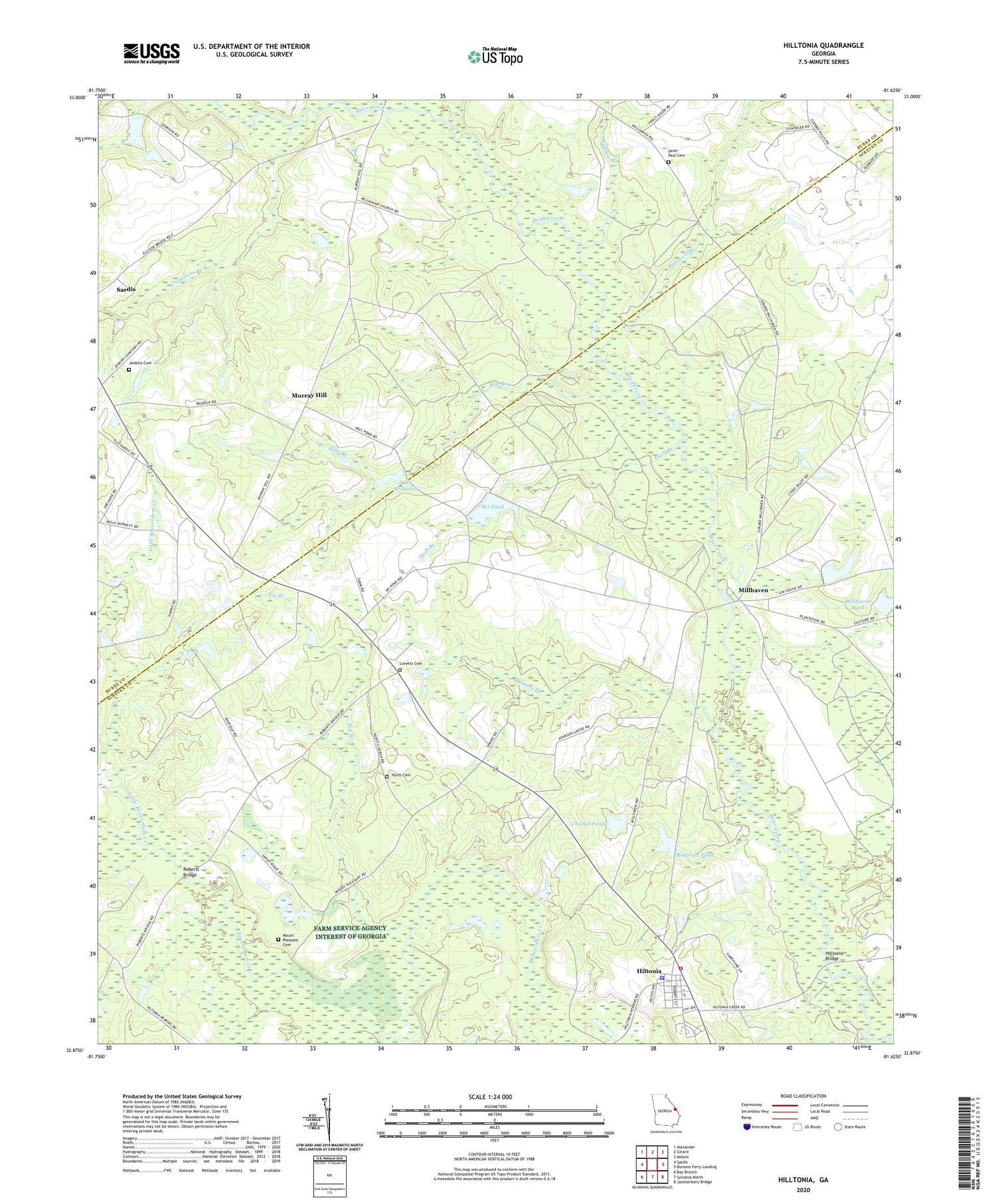 Hilltonia Georgia US Topo Map Image