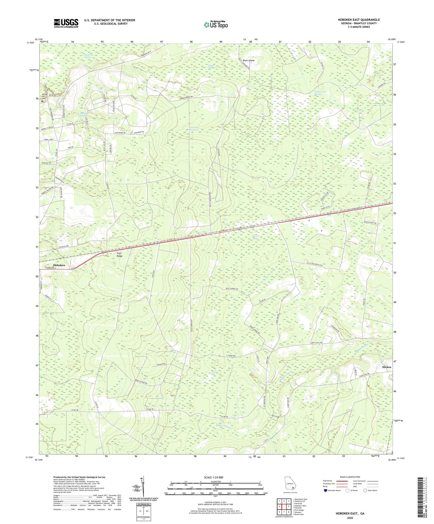 Hoboken East Georgia US Topo Map Image