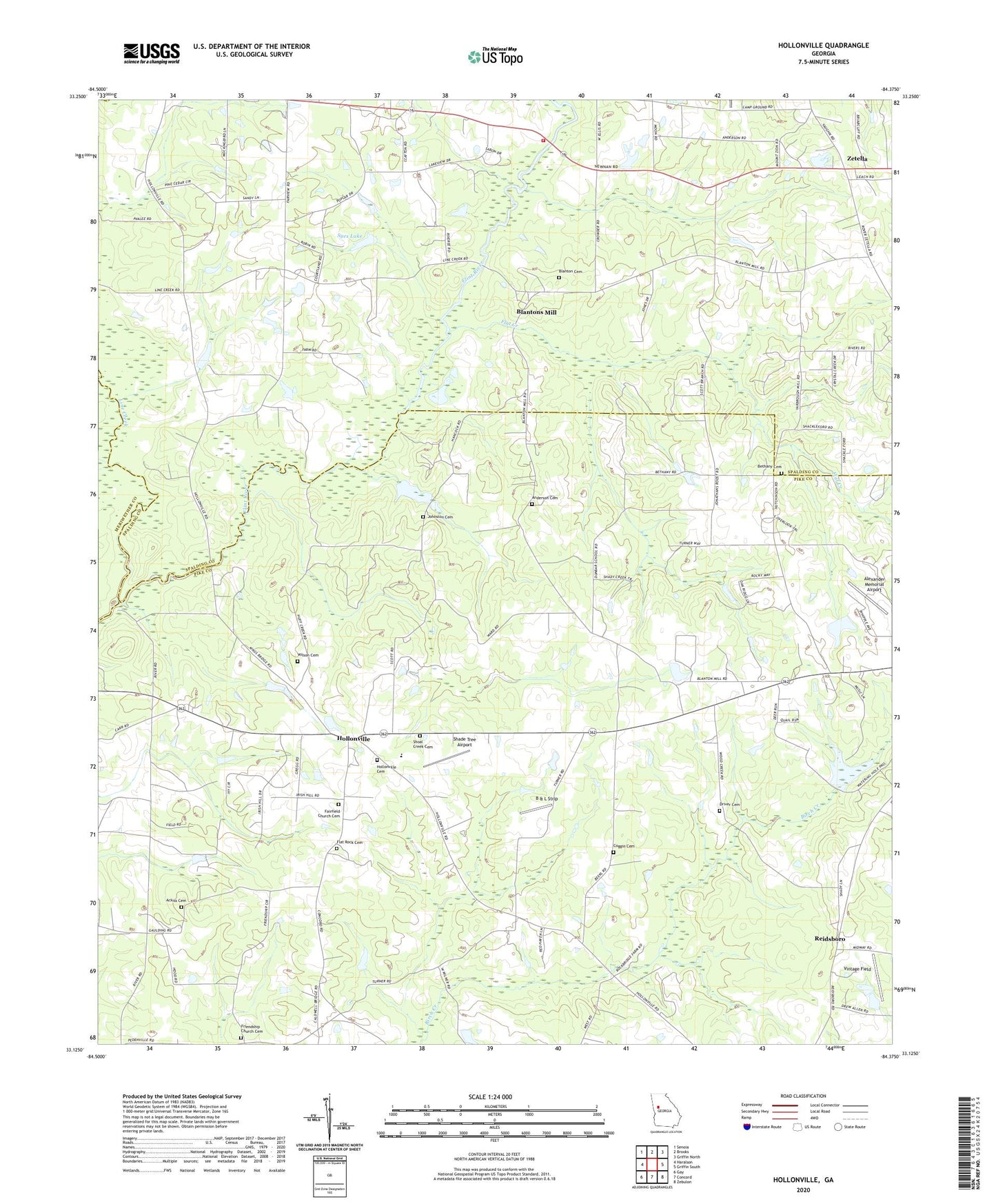 Hollonville Georgia US Topo Map Image