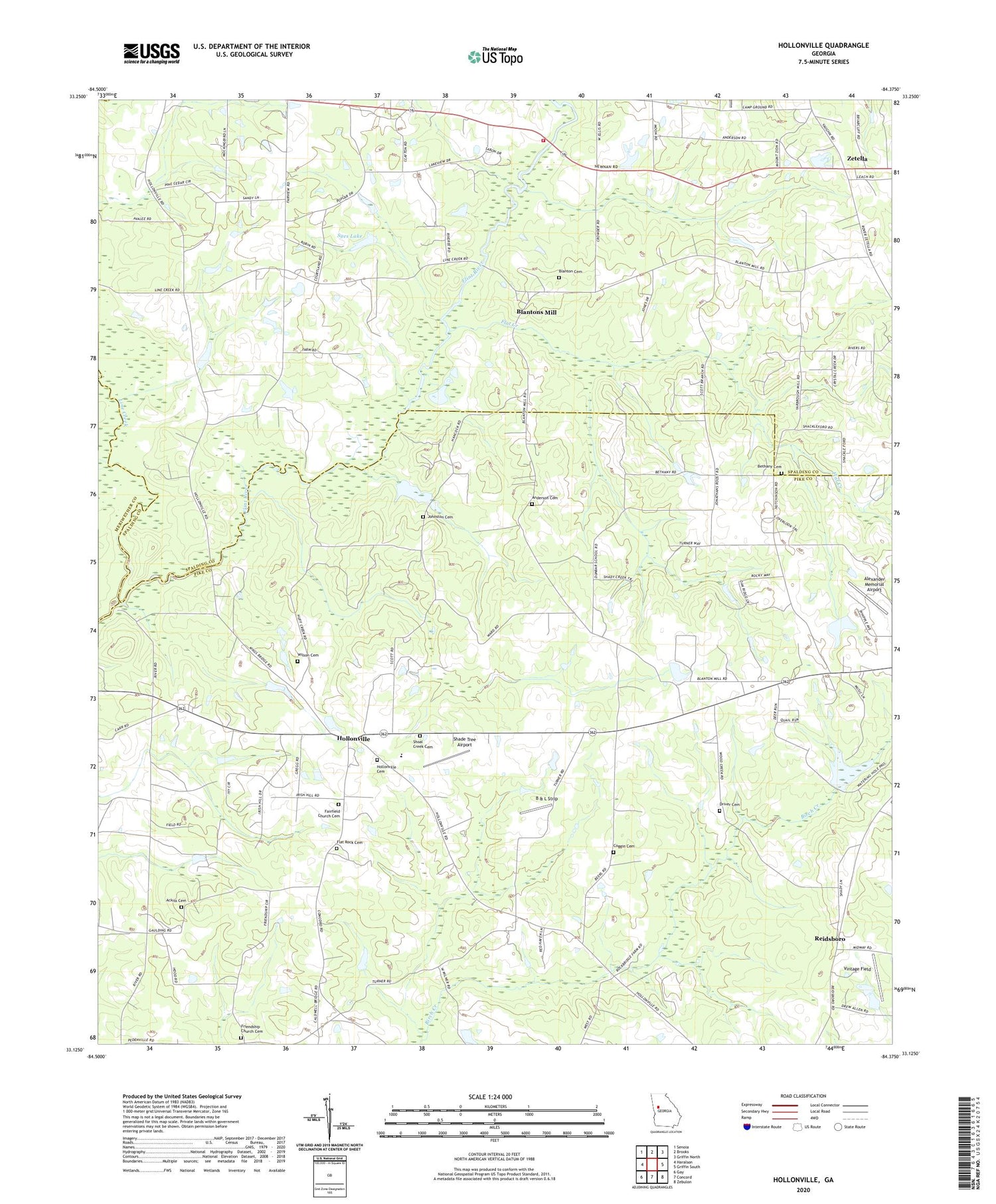Hollonville Georgia US Topo Map Image