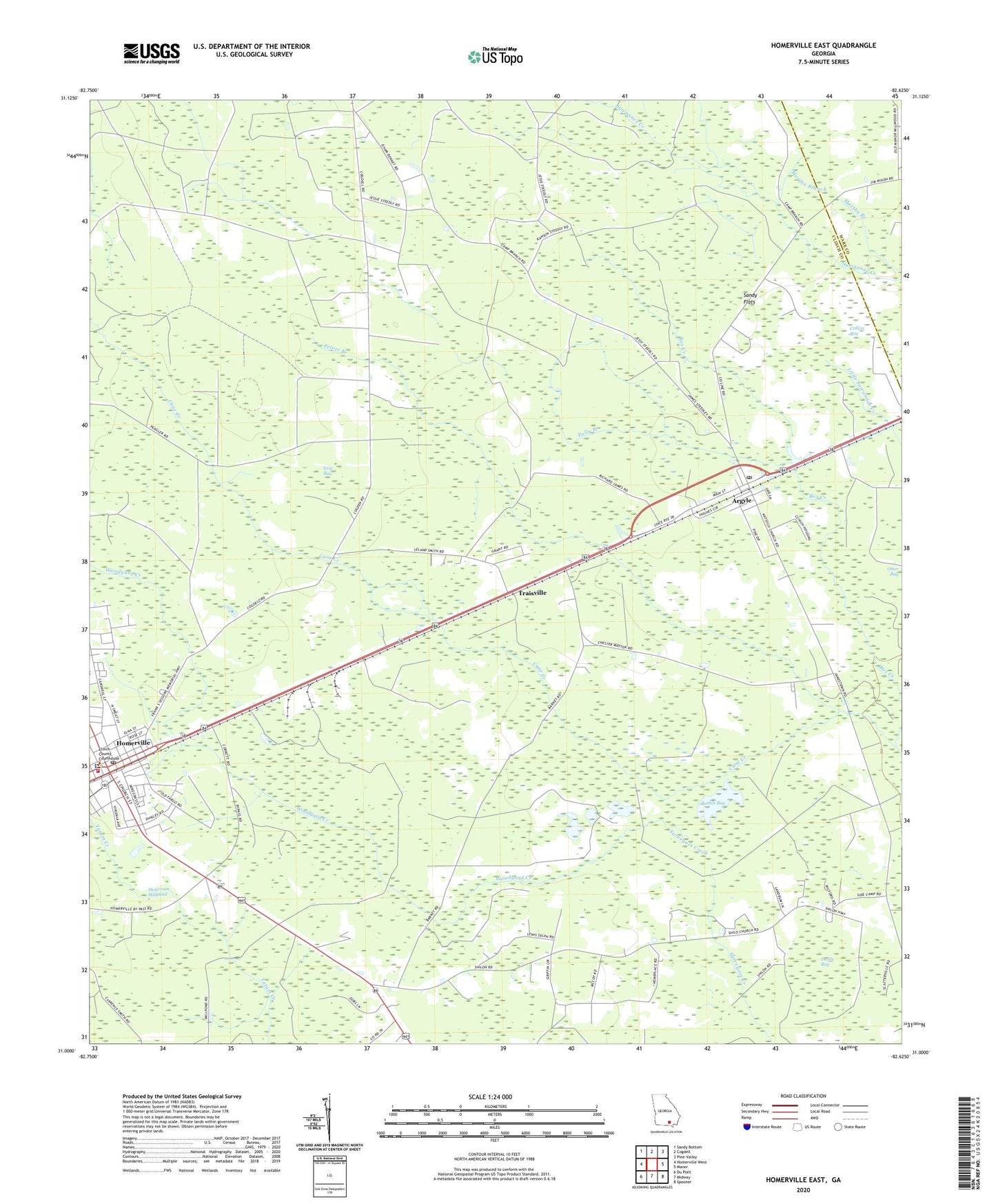 Homerville East Georgia US Topo Map Image