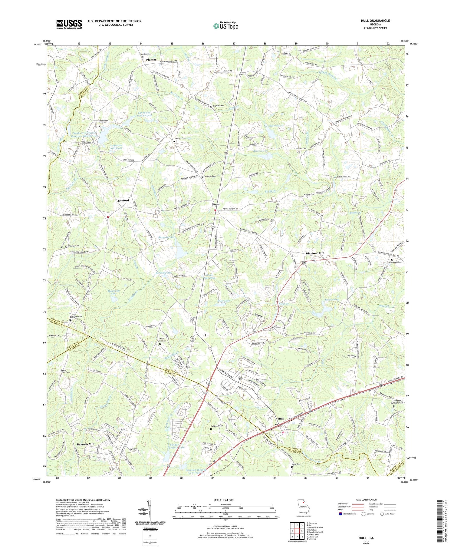 Hull Georgia US Topo Map Image
