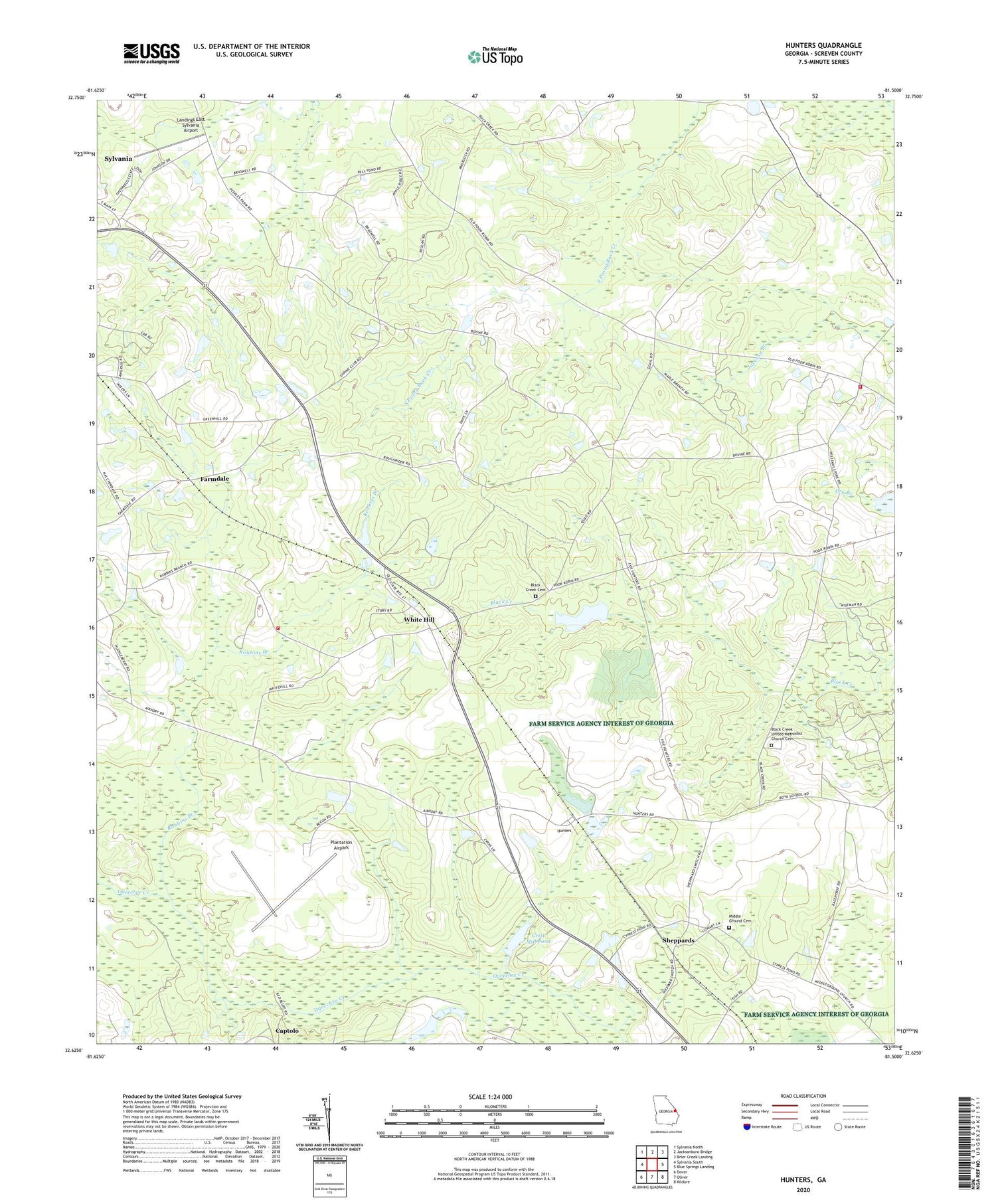 Hunters Georgia US Topo Map Image