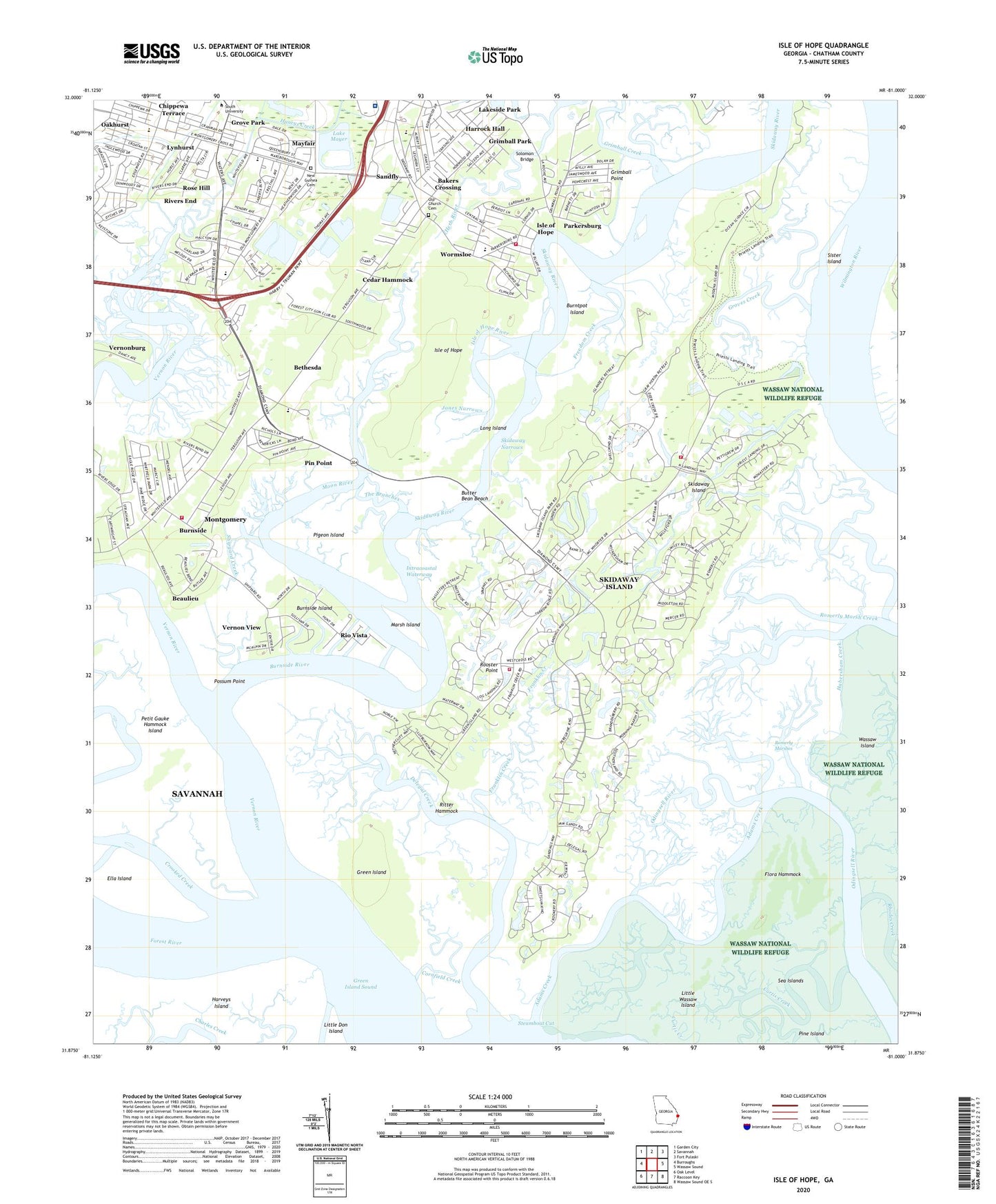 Isle of Hope Georgia US Topo Map Image