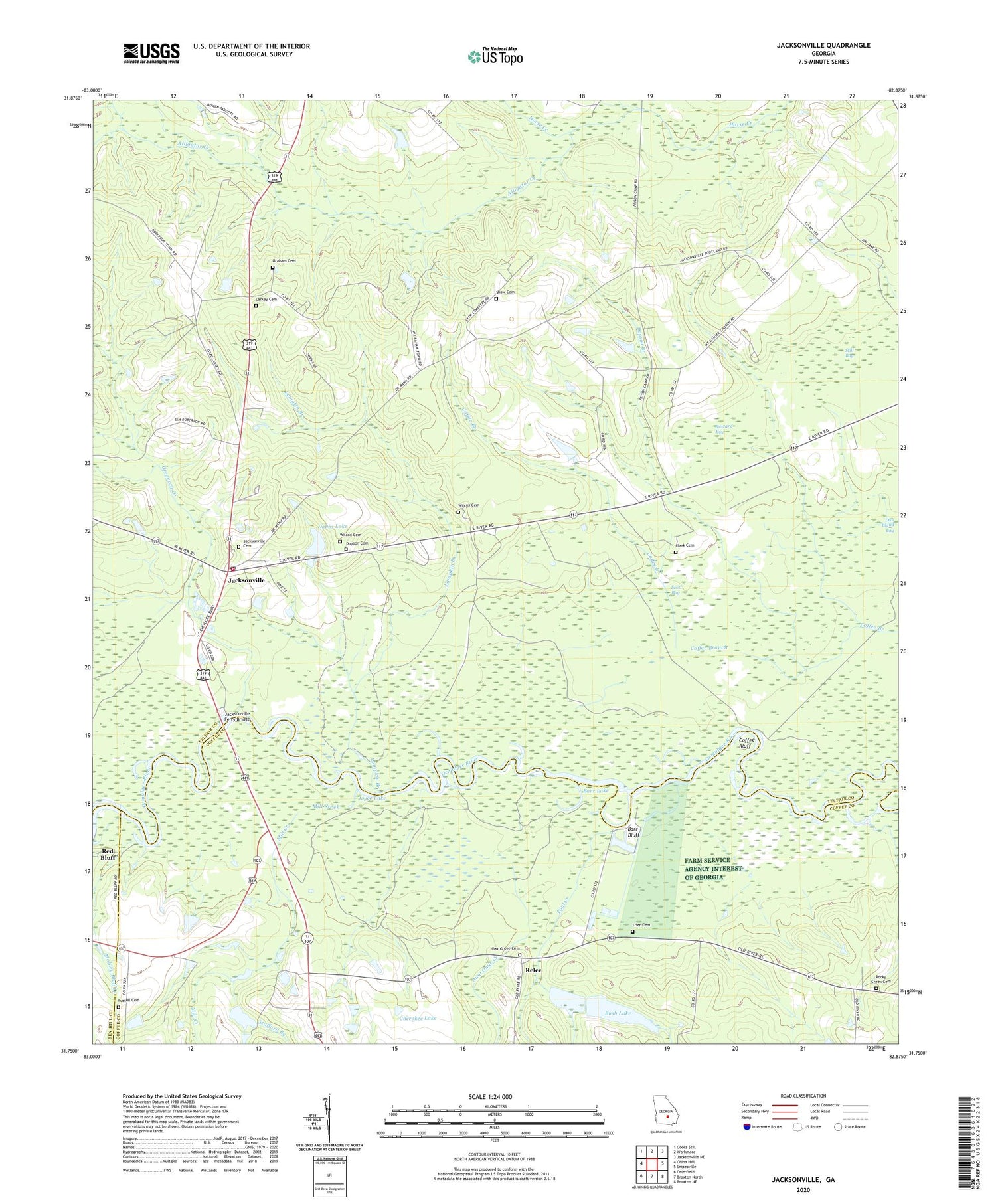 Jacksonville Georgia US Topo Map Image