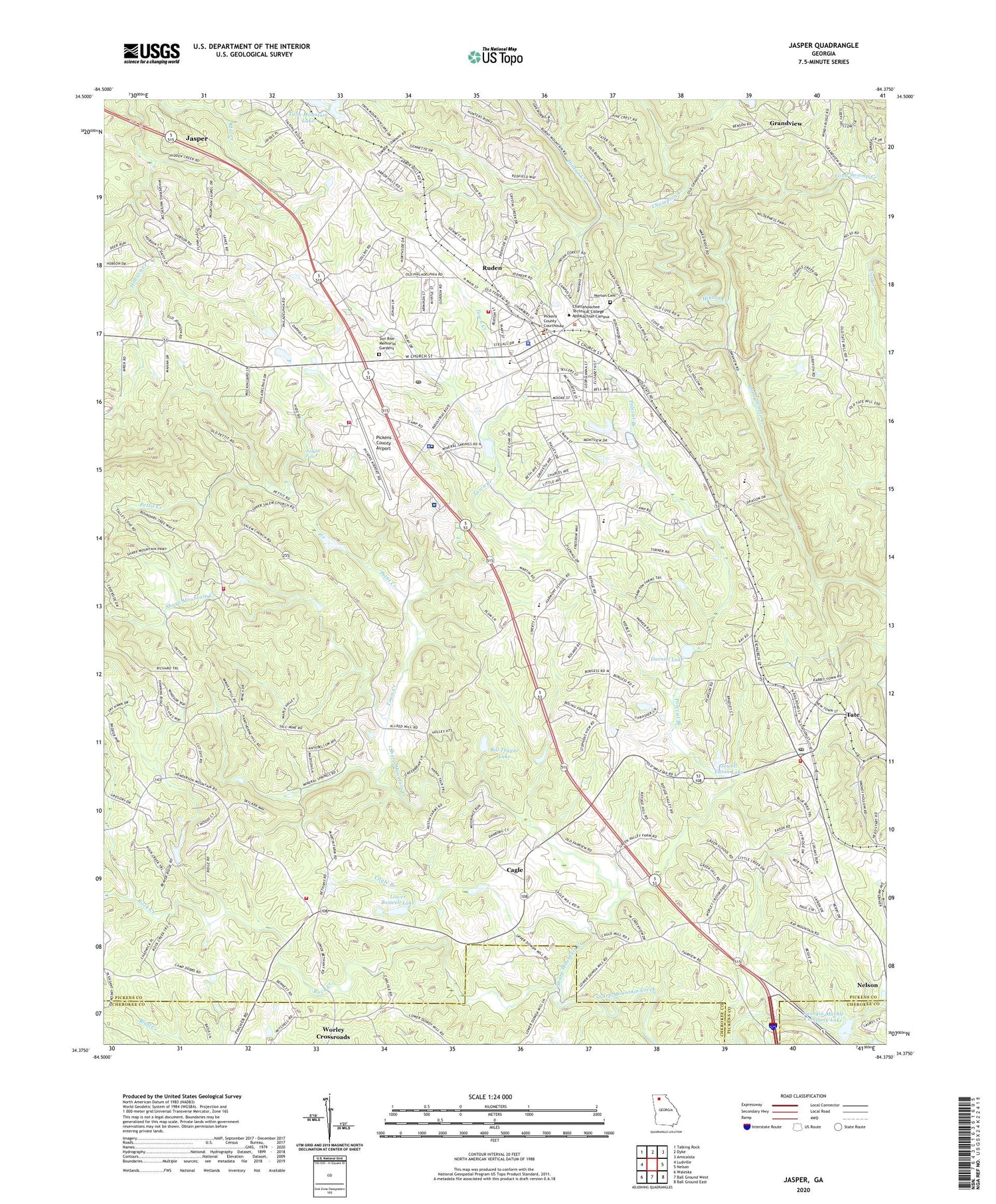 Jasper Georgia US Topo Map Image