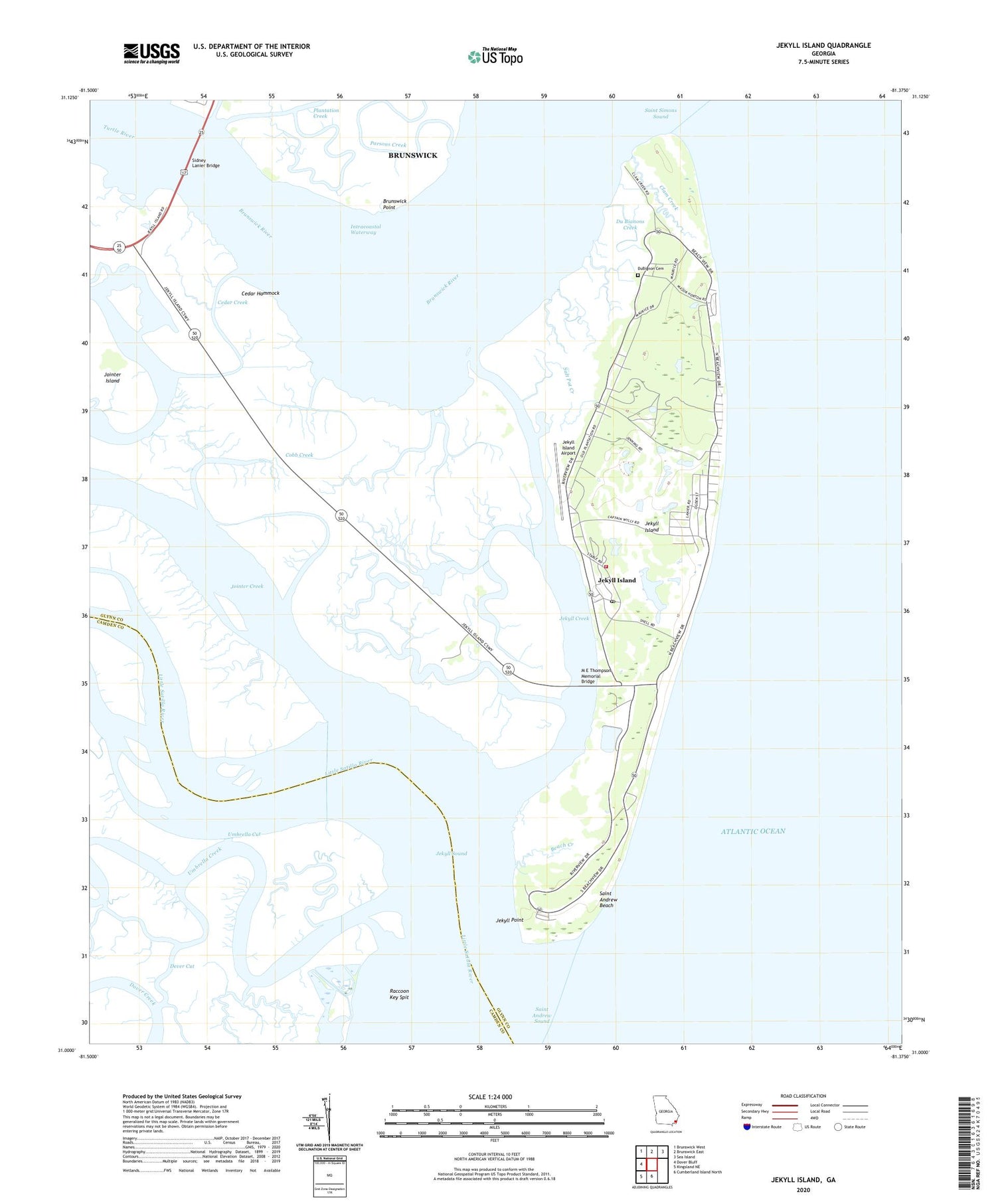 Jekyll Island Georgia US Topo Map Image