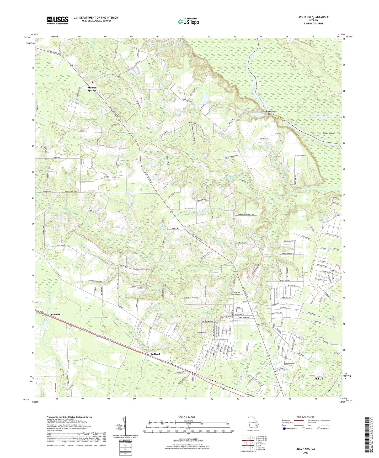 Jesup NW Georgia US Topo Map Image