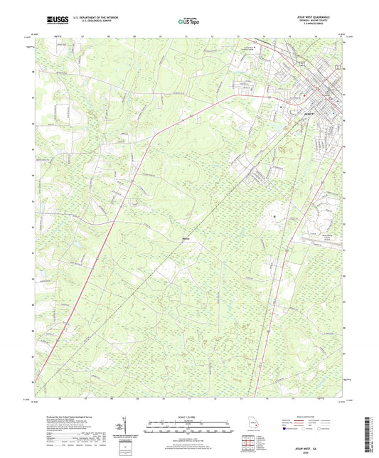 Jesup West Georgia US Topo Map Image