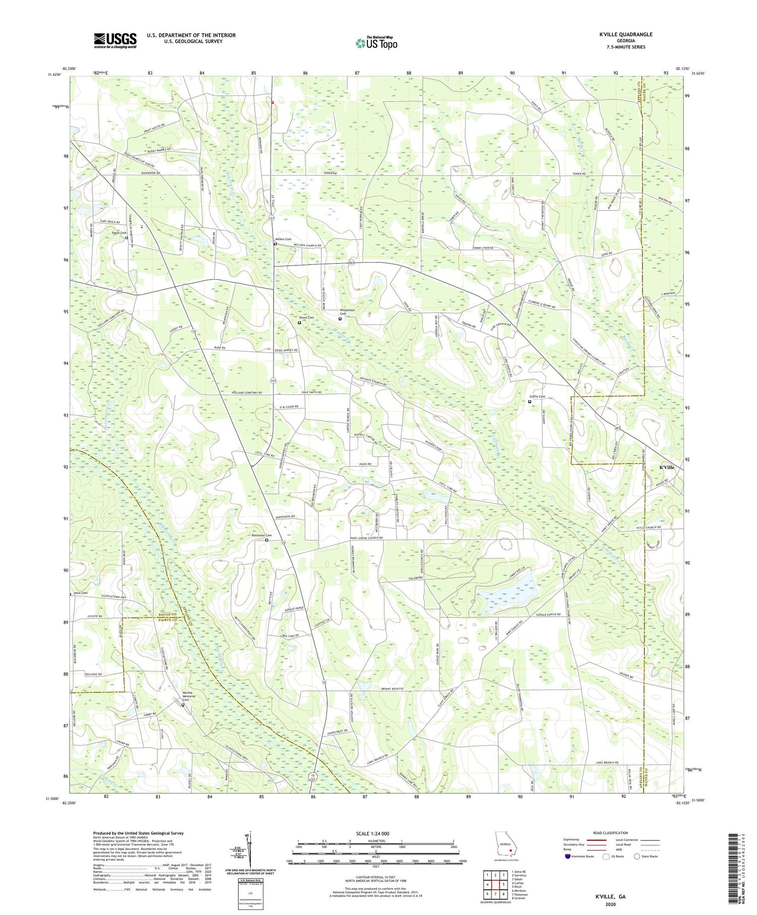 K'Ville Georgia US Topo Map Image