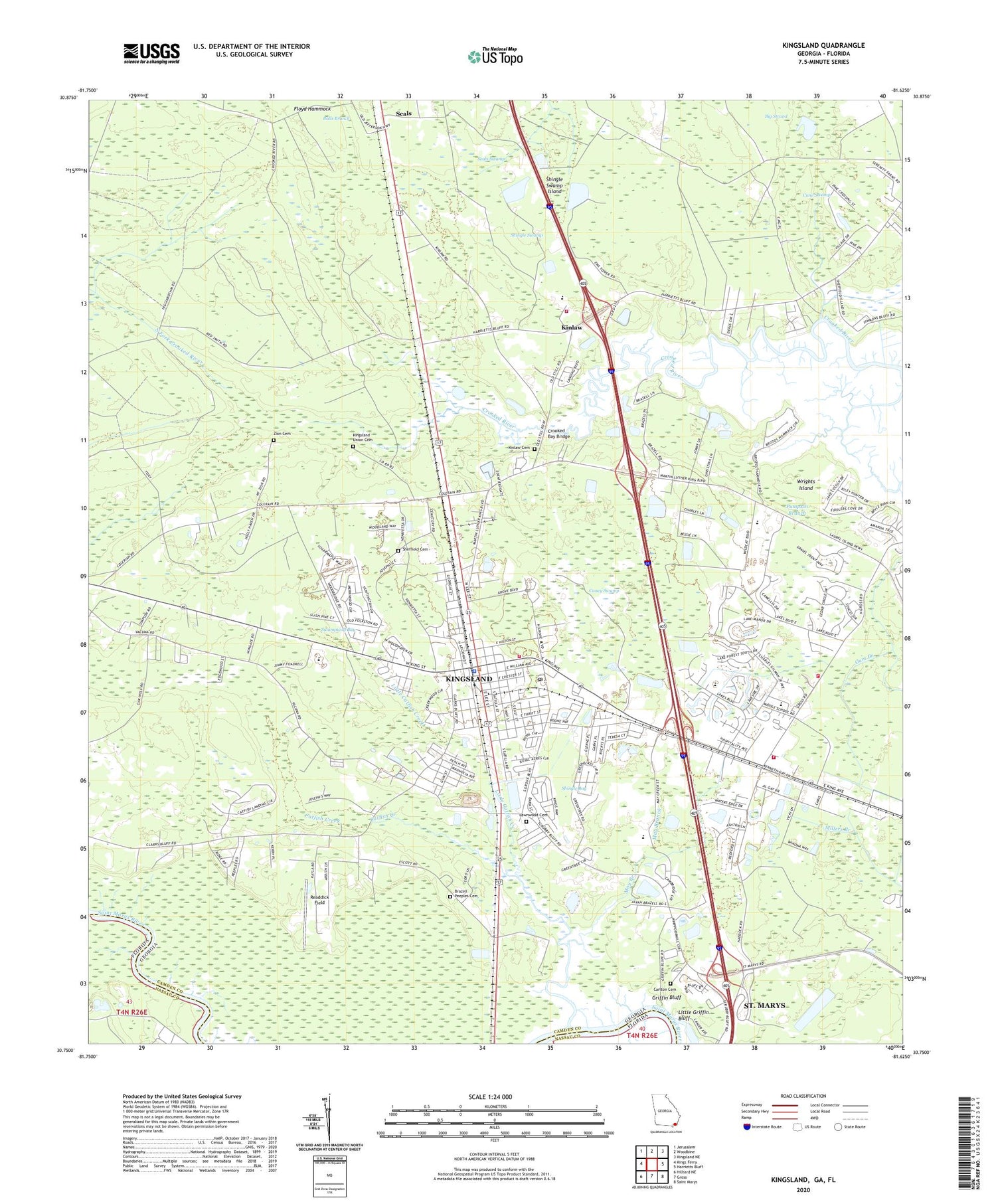 Kingsland Georgia US Topo Map Image