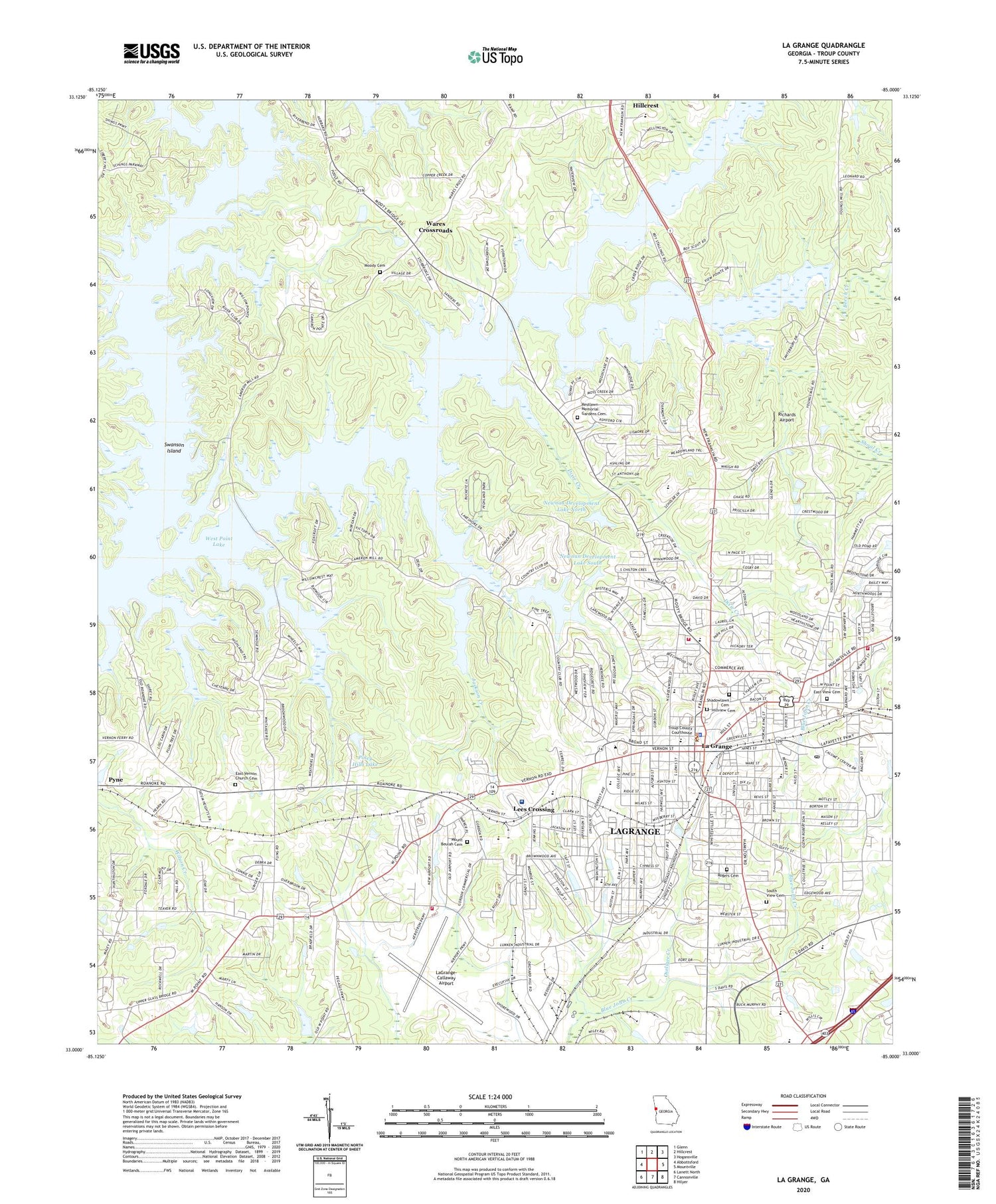 La Grange Georgia US Topo Map Image