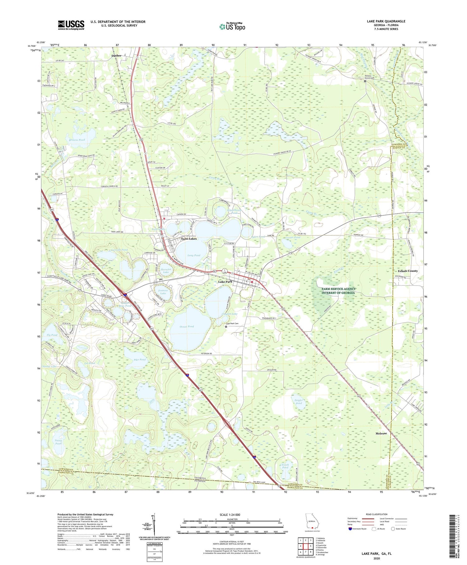 Lake Park Georgia US Topo Map Image