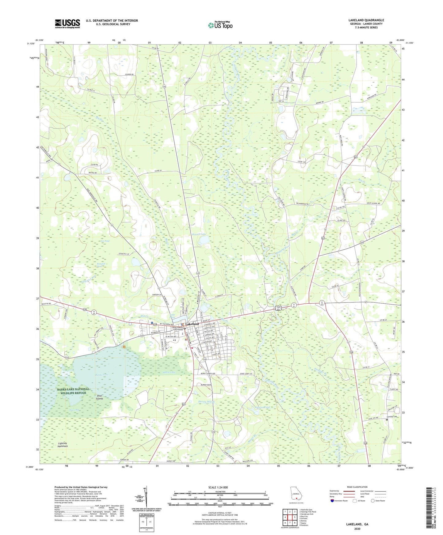 Lakeland Georgia US Topo Map Image