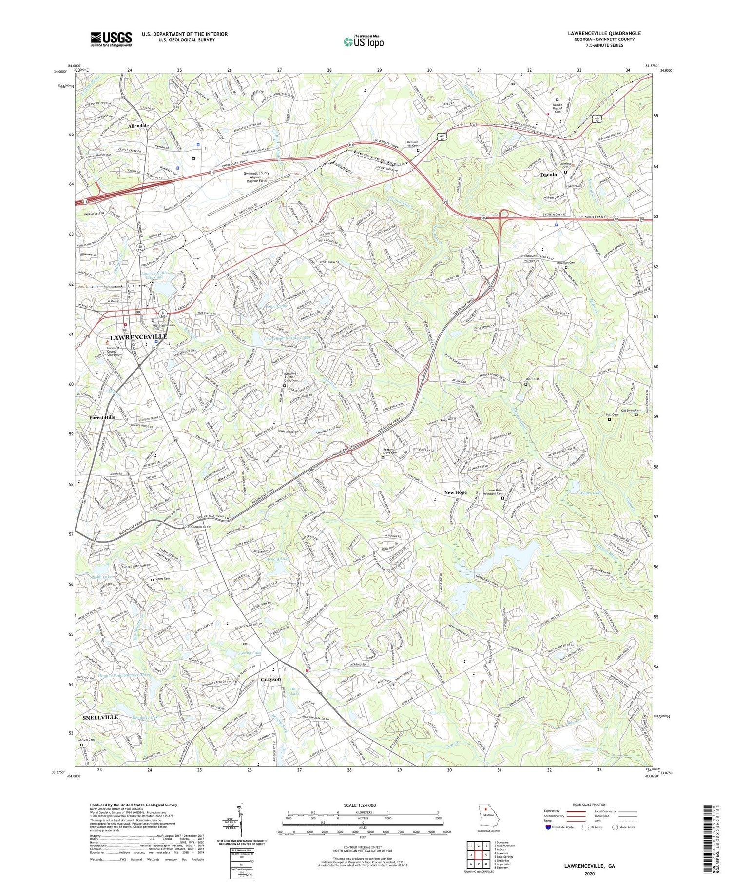 Lawrenceville Georgia US Topo Map Image