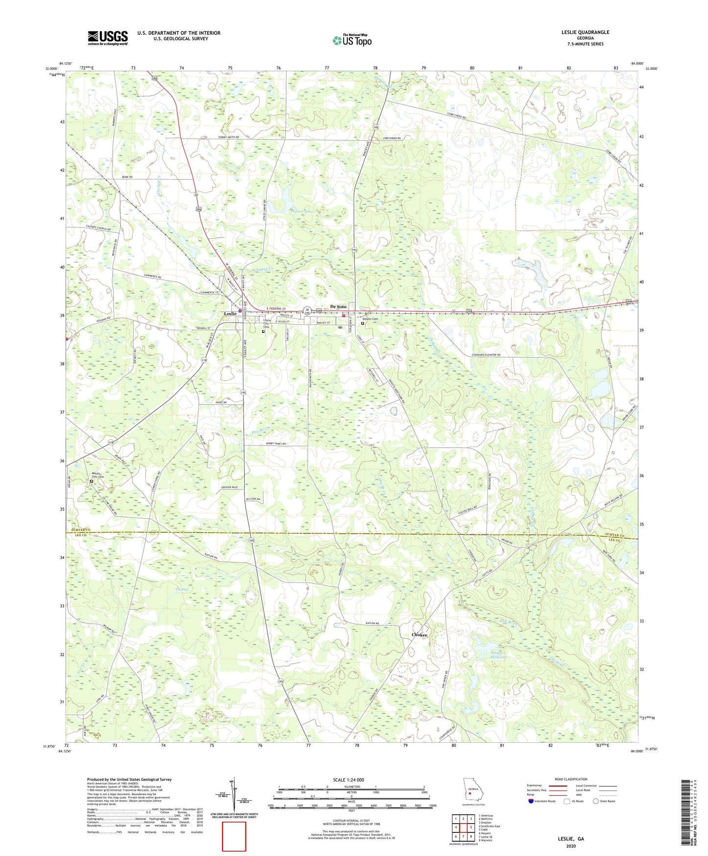 Leslie Georgia US Topo Map Image