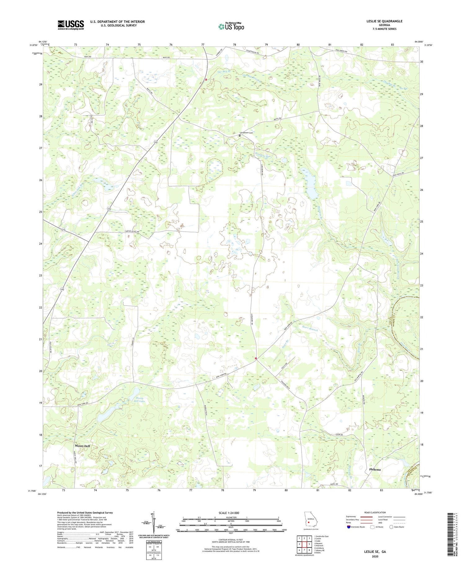 Leslie SE Georgia US Topo Map Image