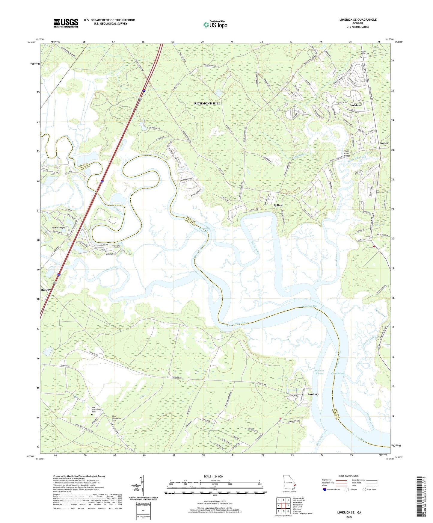 Limerick SE Georgia US Topo Map Image