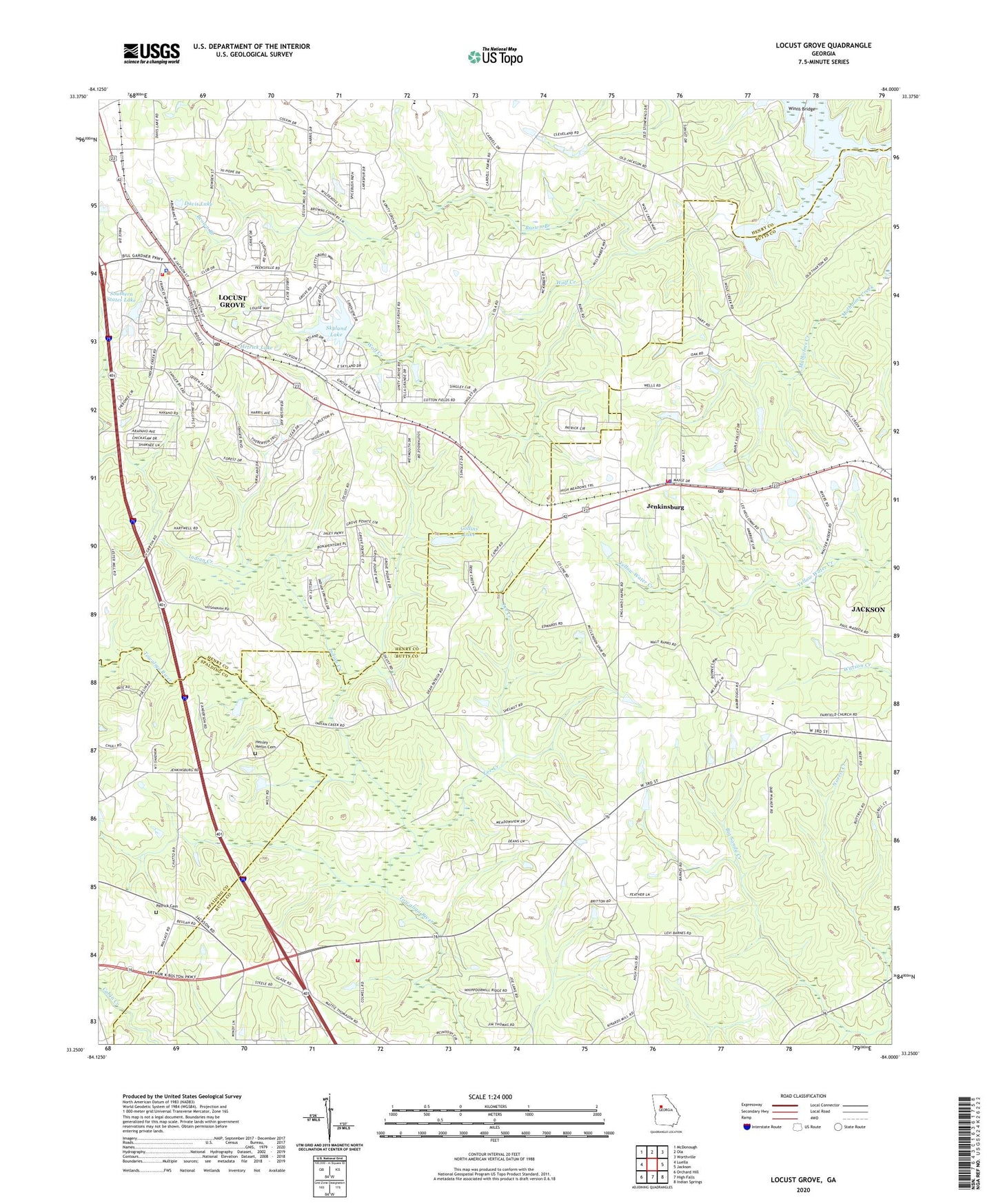 Locust Grove Georgia US Topo Map Image
