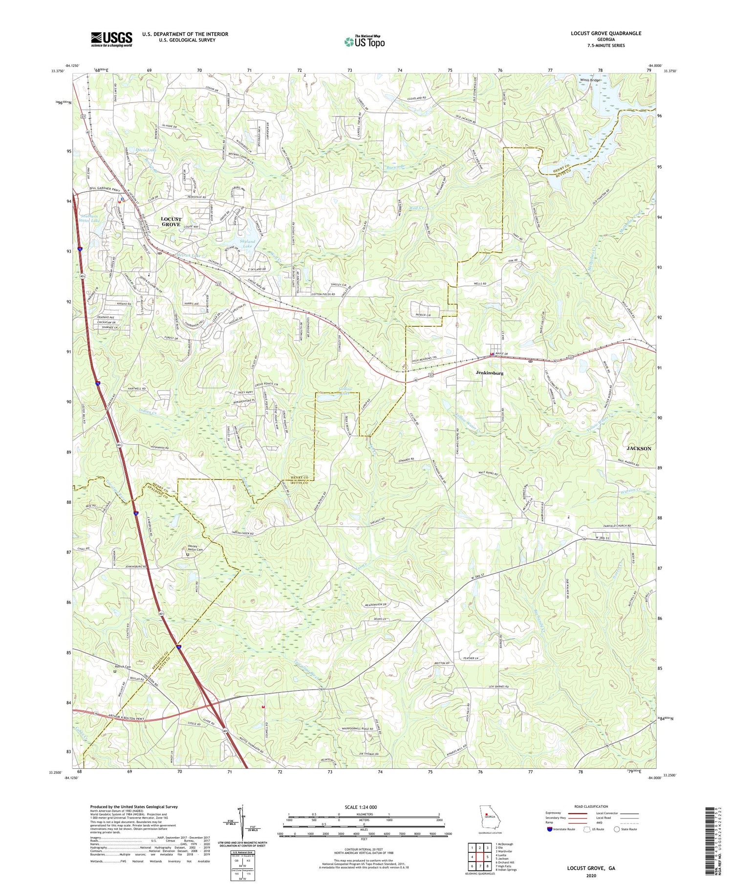 Locust Grove Georgia US Topo Map Image