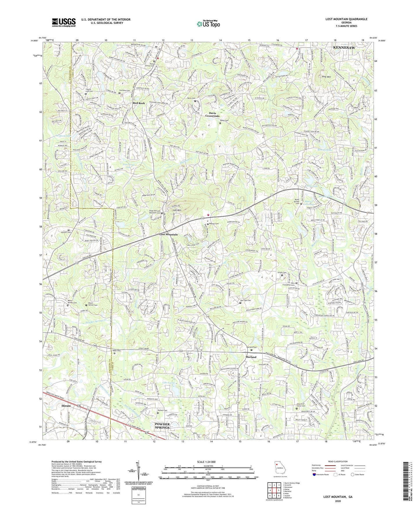 Lost Mountain Georgia US Topo Map Image