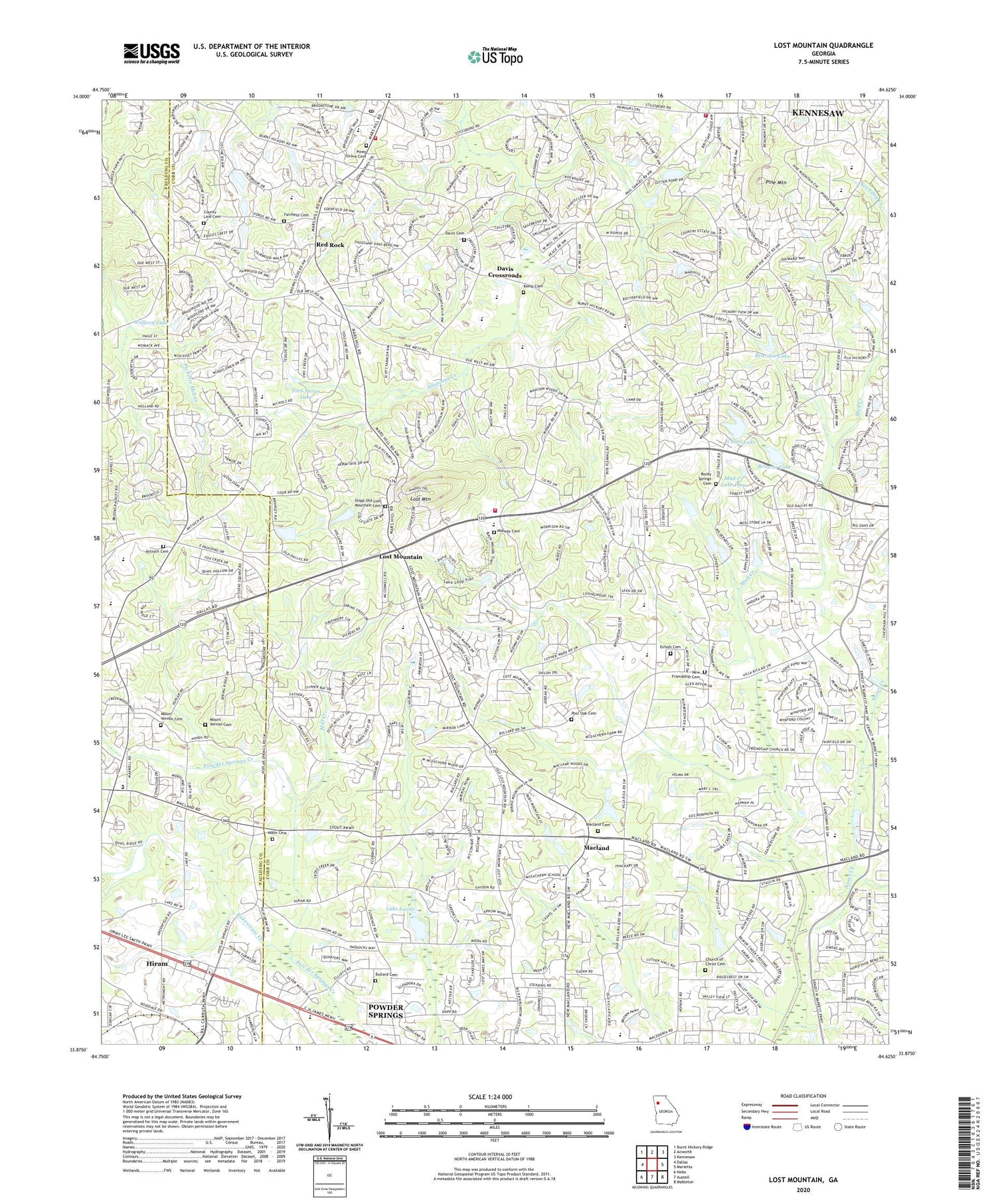 Lost Mountain Georgia US Topo Map Image
