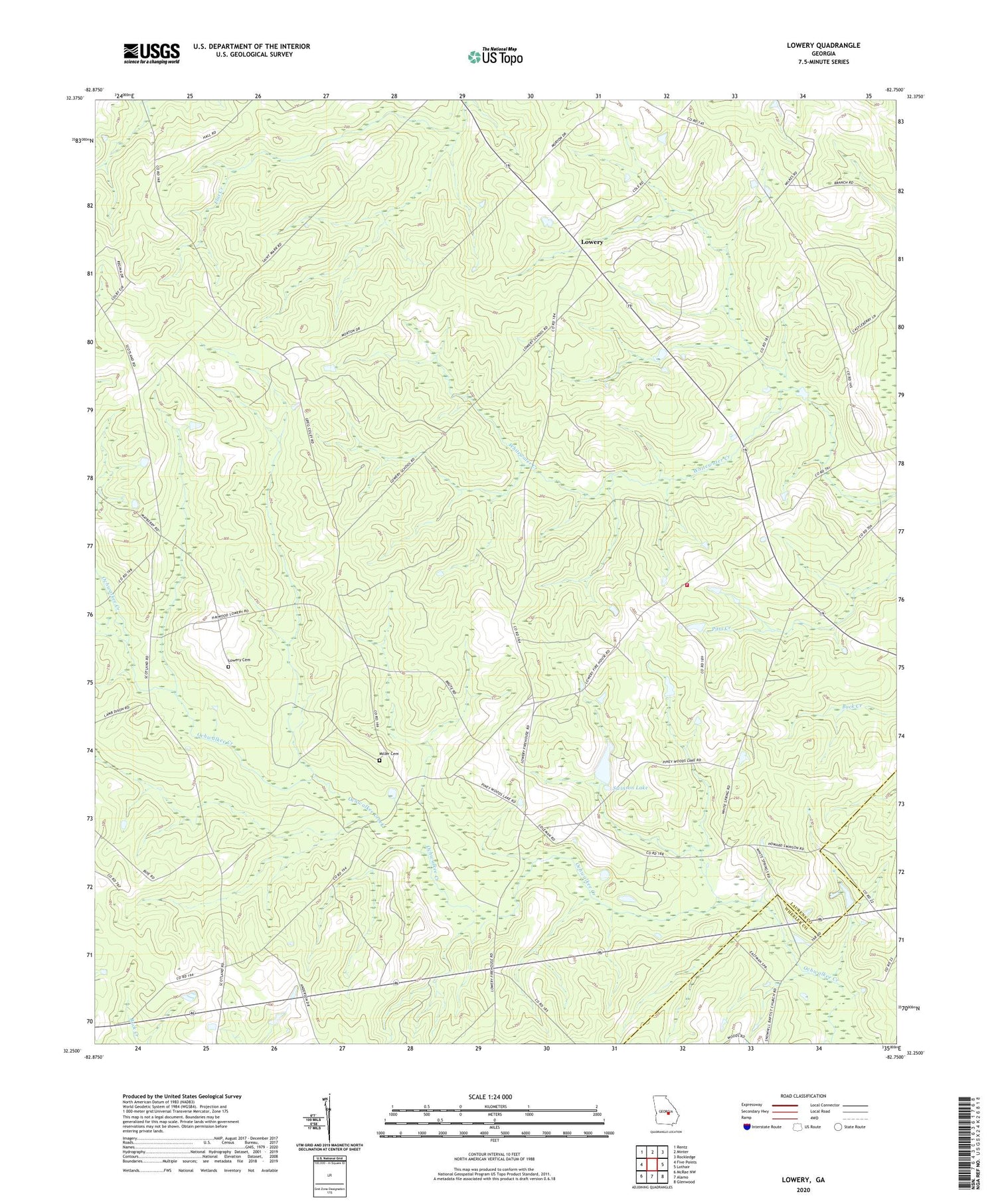 Lowery Georgia US Topo Map Image