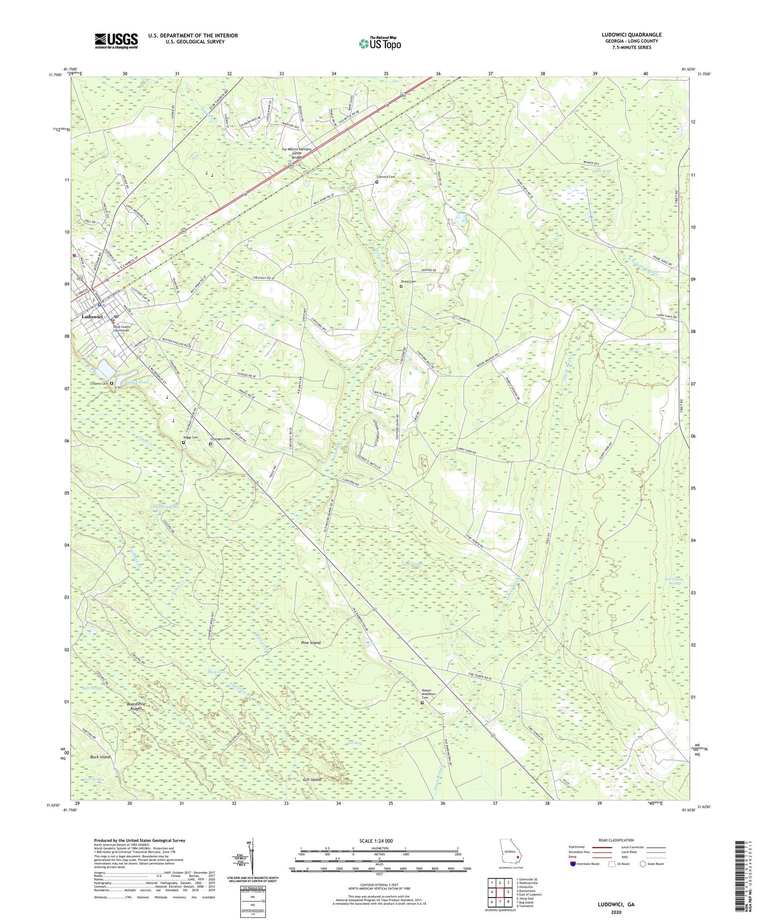 Ludowici Georgia US Topo Map Image