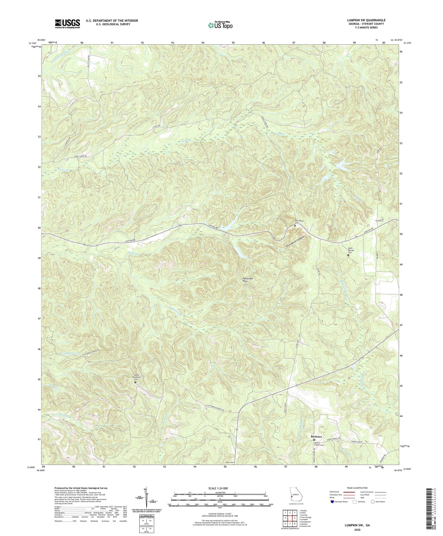 Lumpkin SW Georgia US Topo Map Image