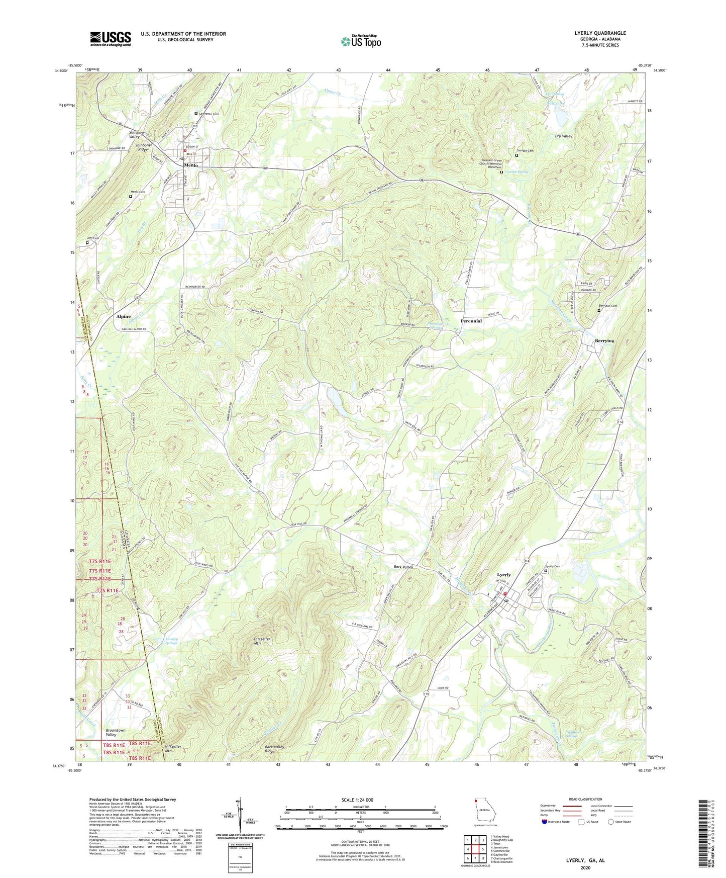Lyerly Georgia US Topo Map Image