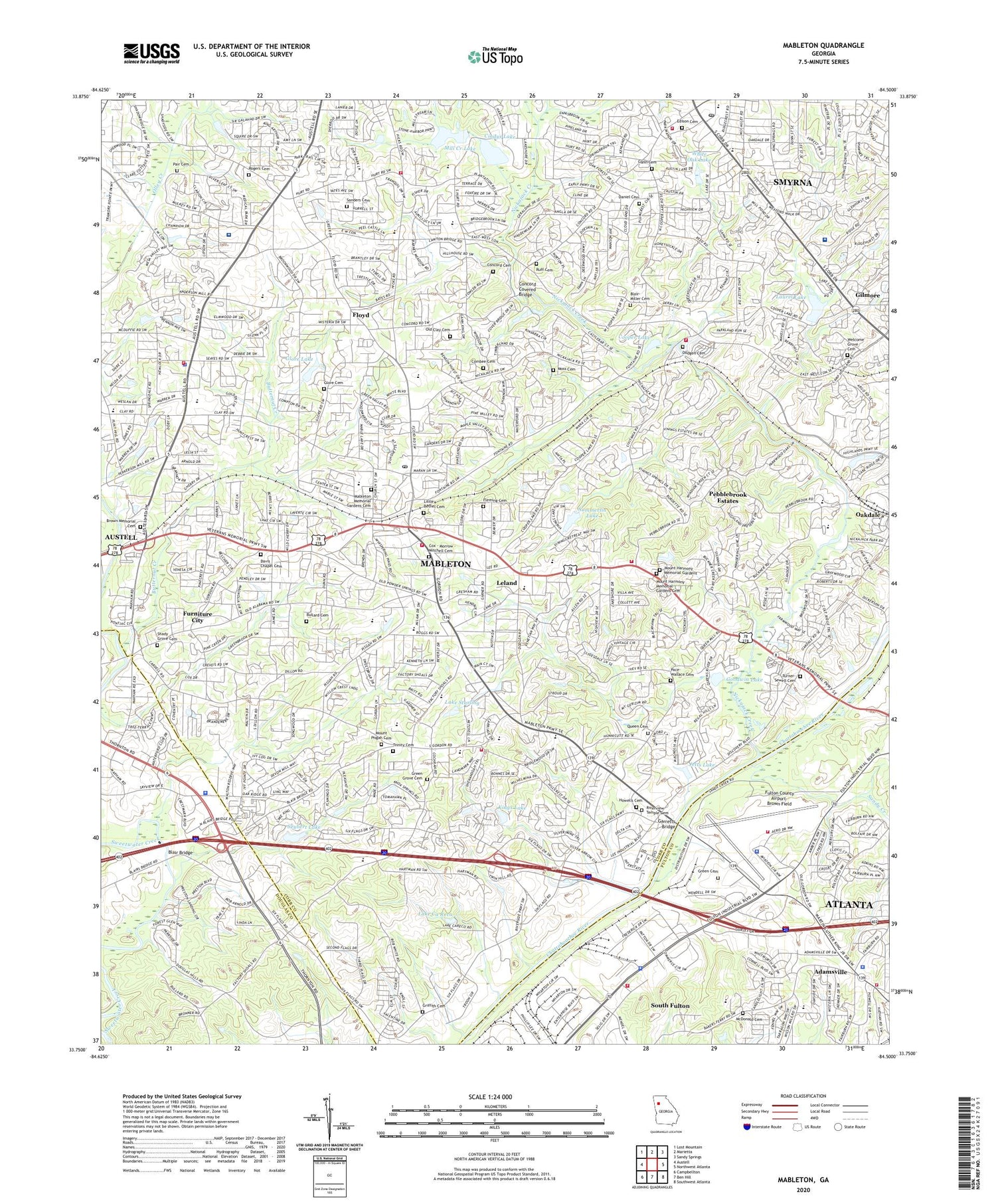 Mableton Georgia US Topo Map Image