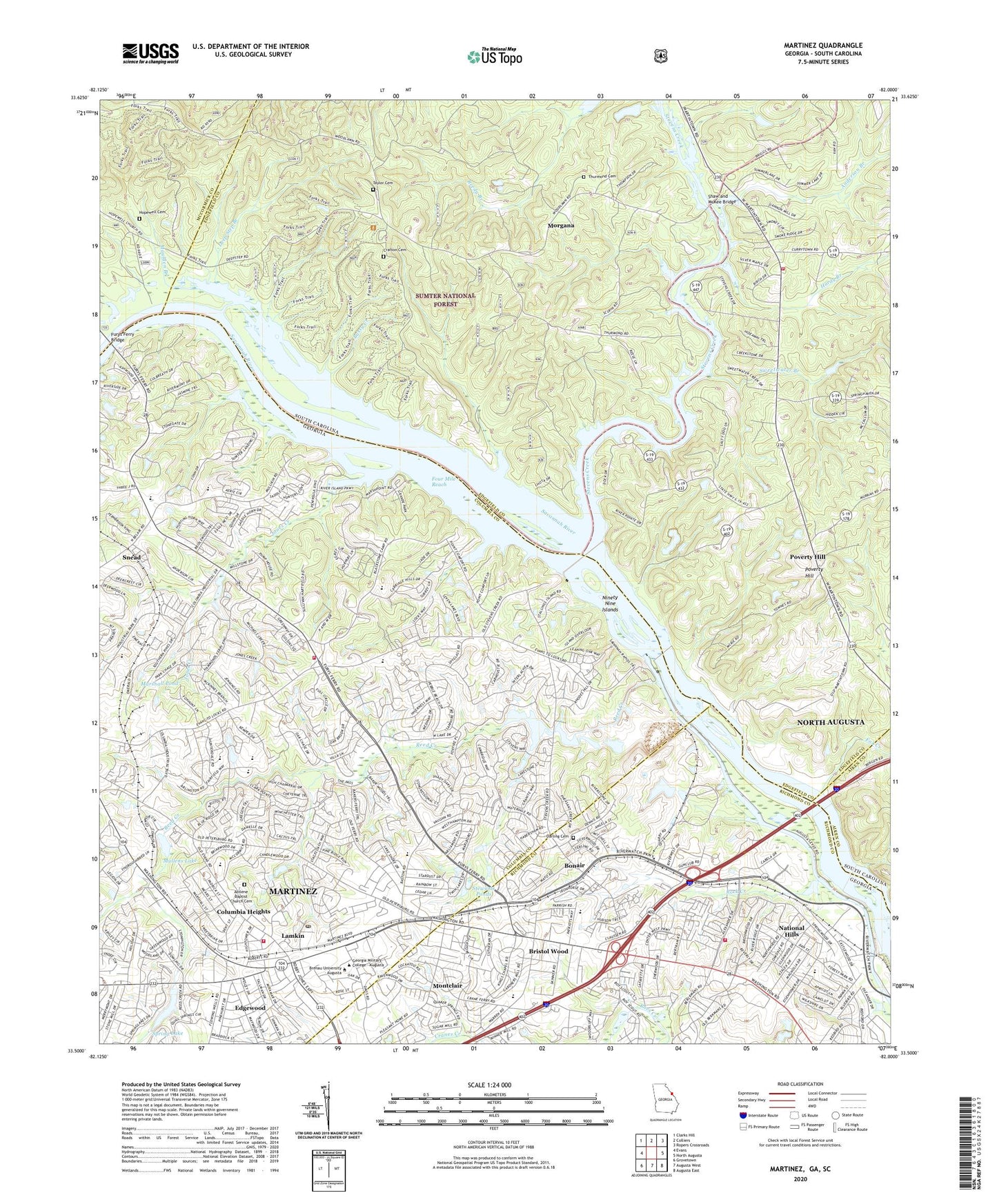 Martinez Georgia US Topo Map Image