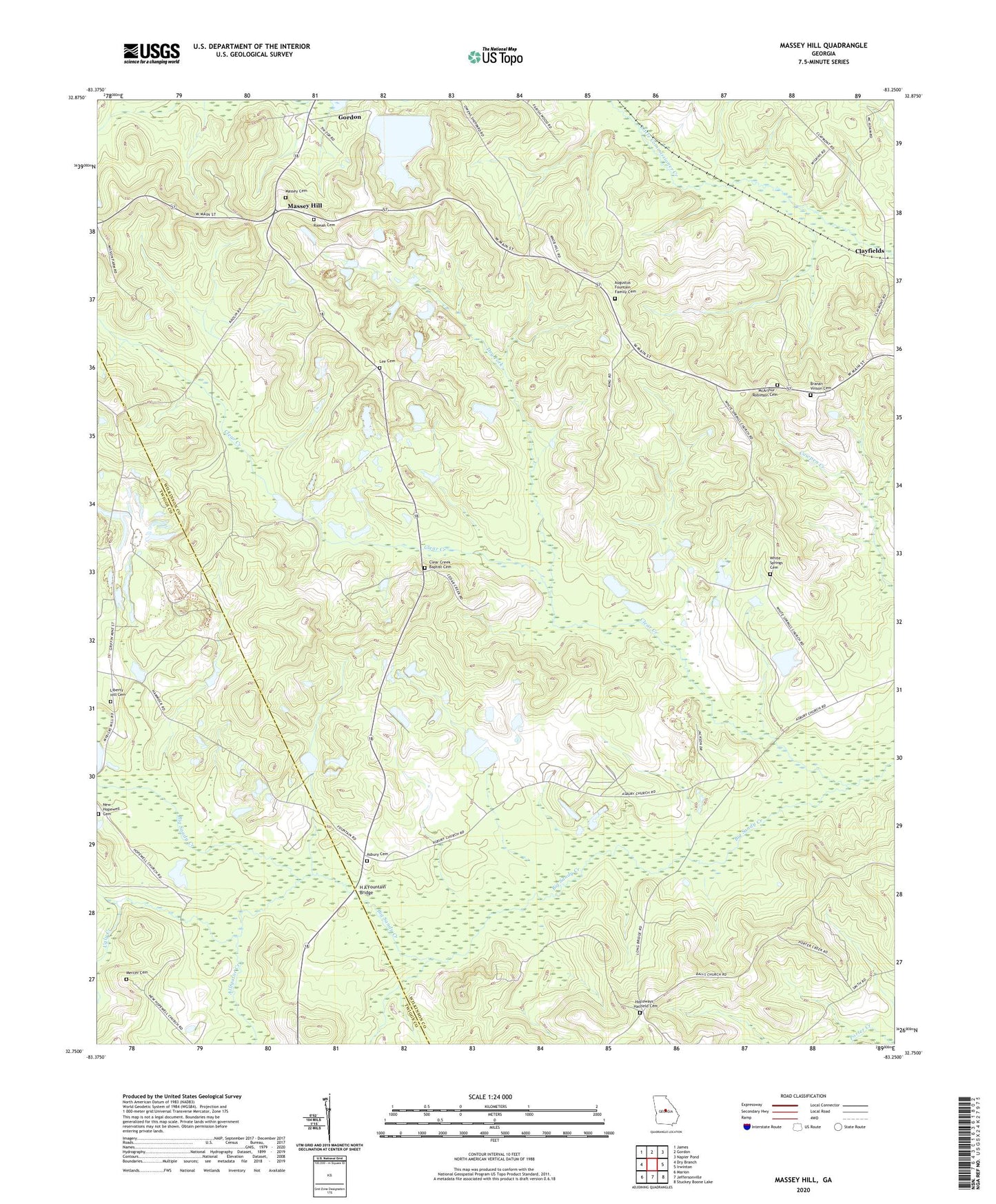 Massey Hill Georgia US Topo Map Image