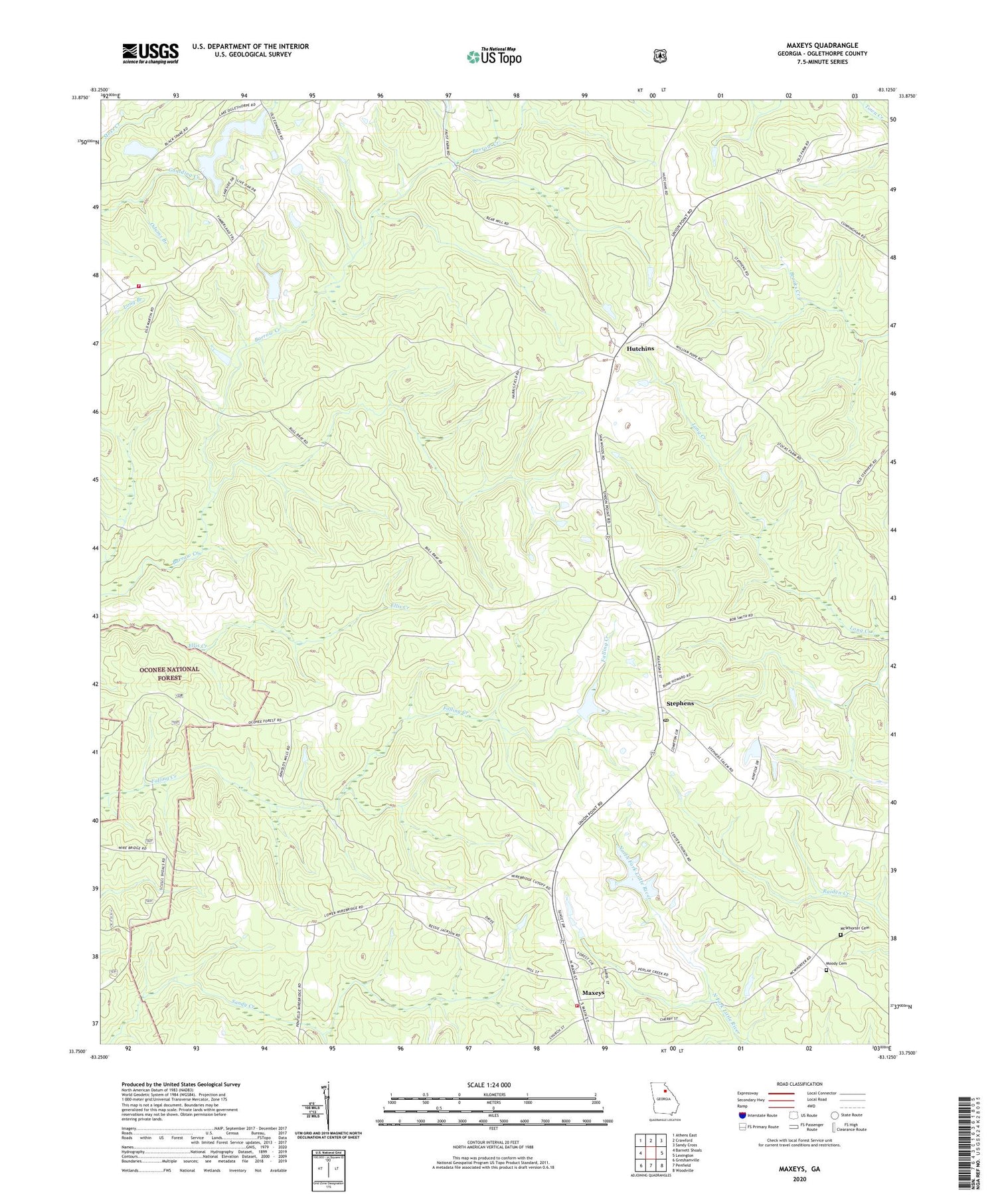 Maxeys Georgia US Topo Map Image
