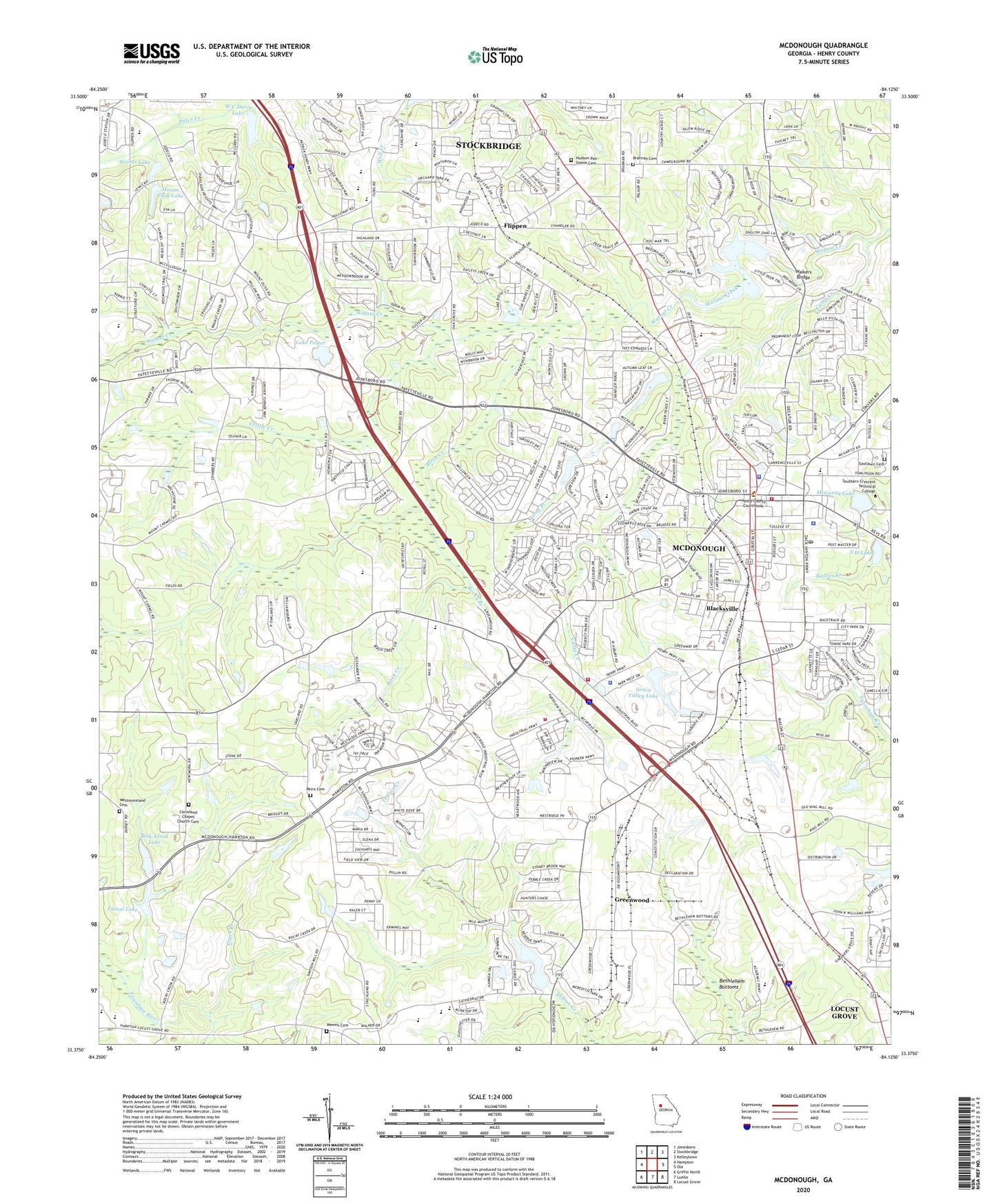 McDonough Georgia US Topo Map Image