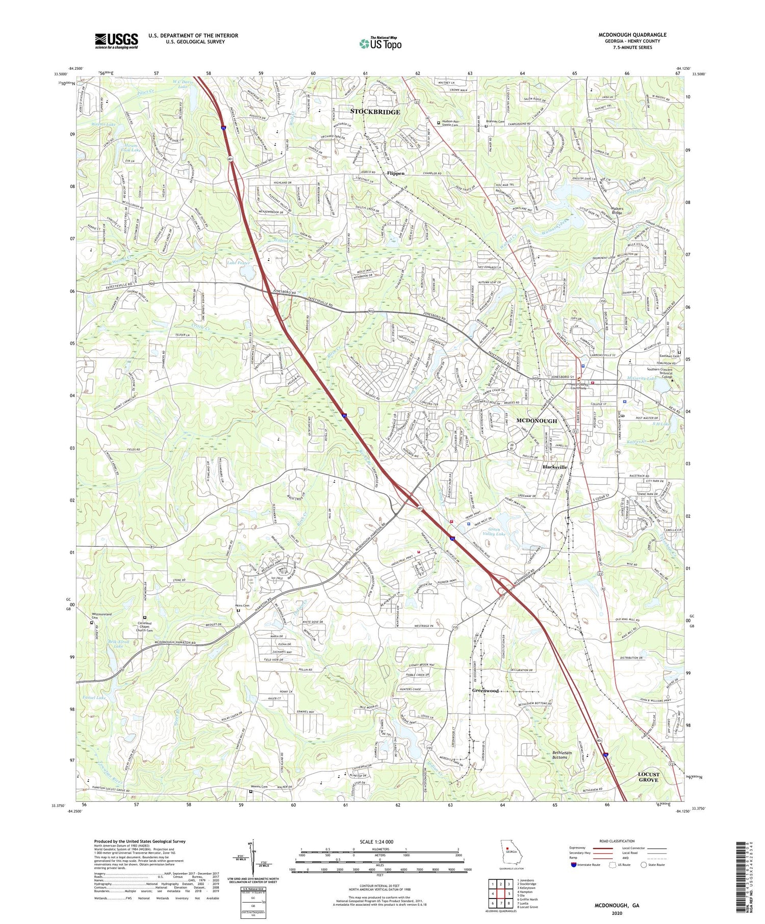 McDonough Georgia US Topo Map Image