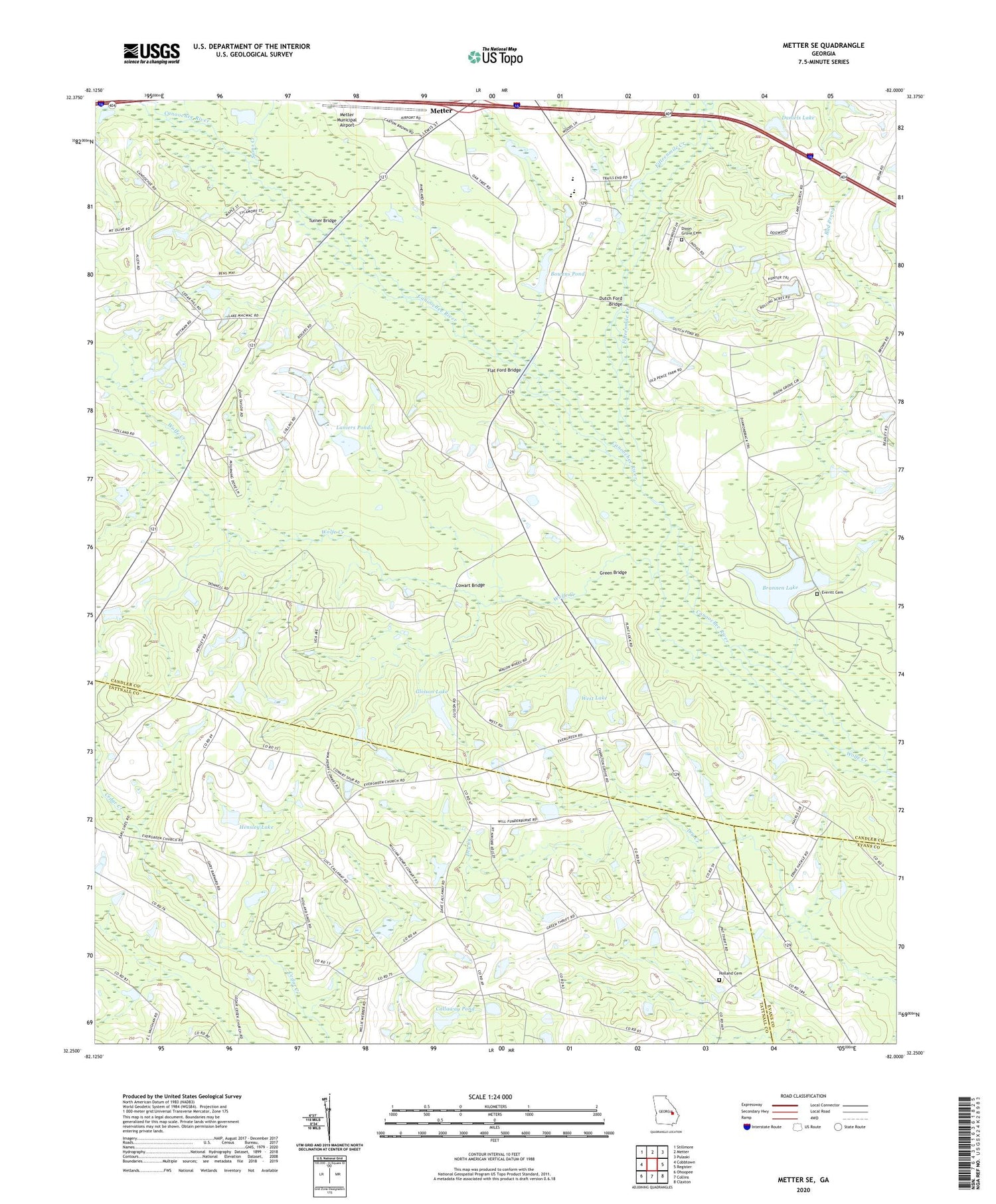 Metter SE Georgia US Topo Map Image