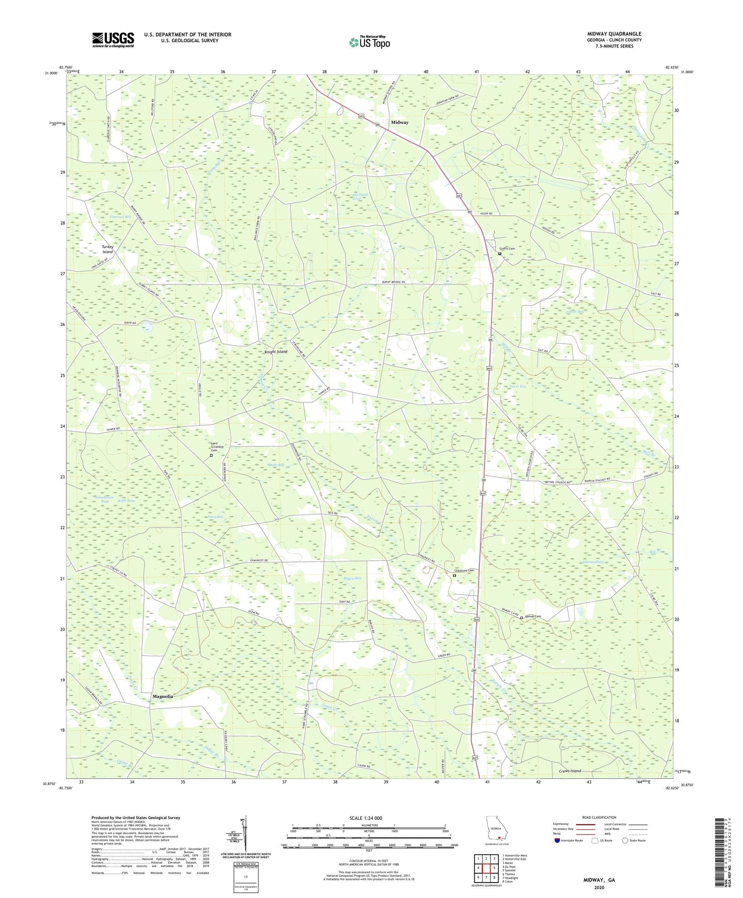 Midway Georgia US Topo Map Image