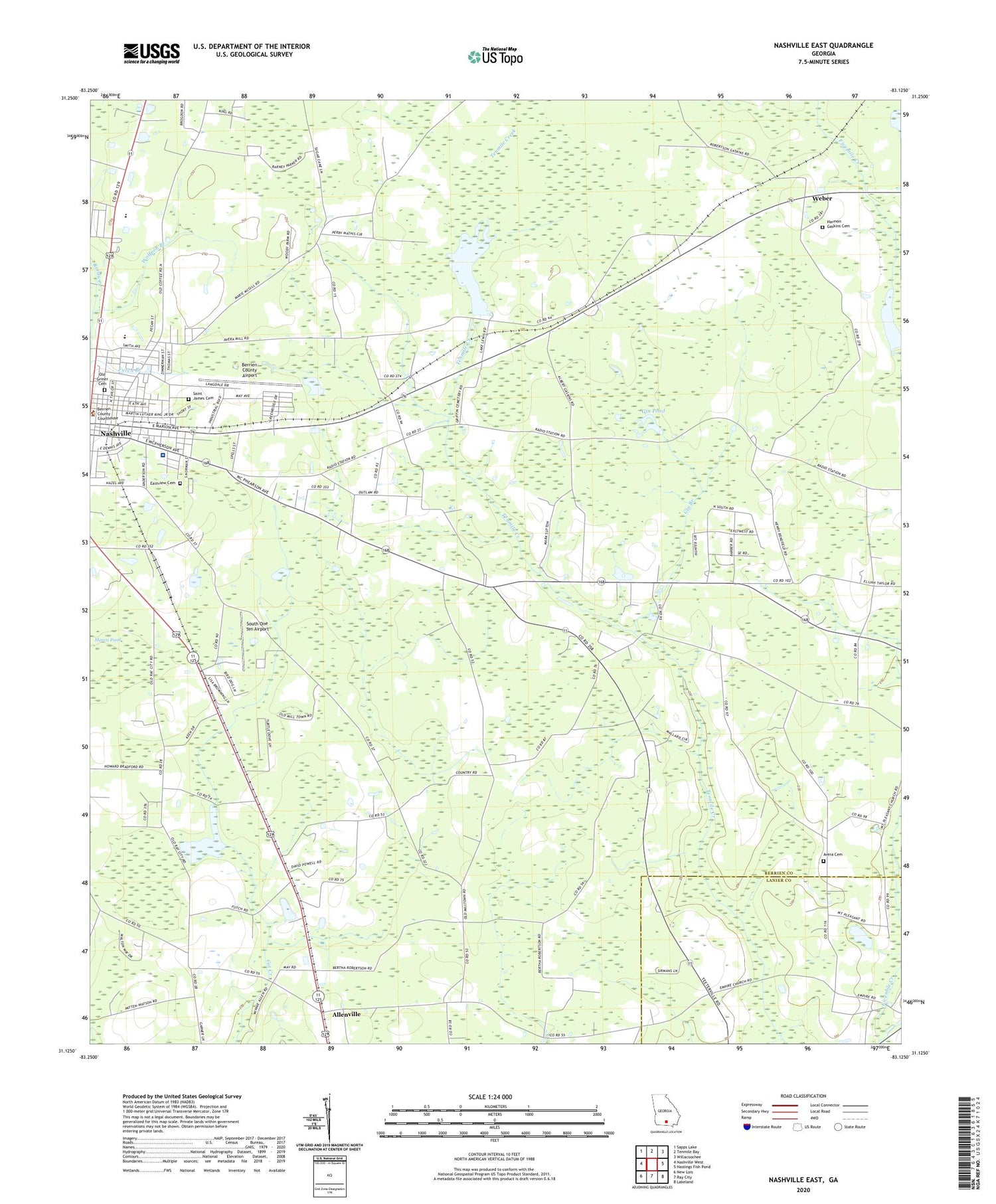 Nashville East Georgia US Topo Map Image